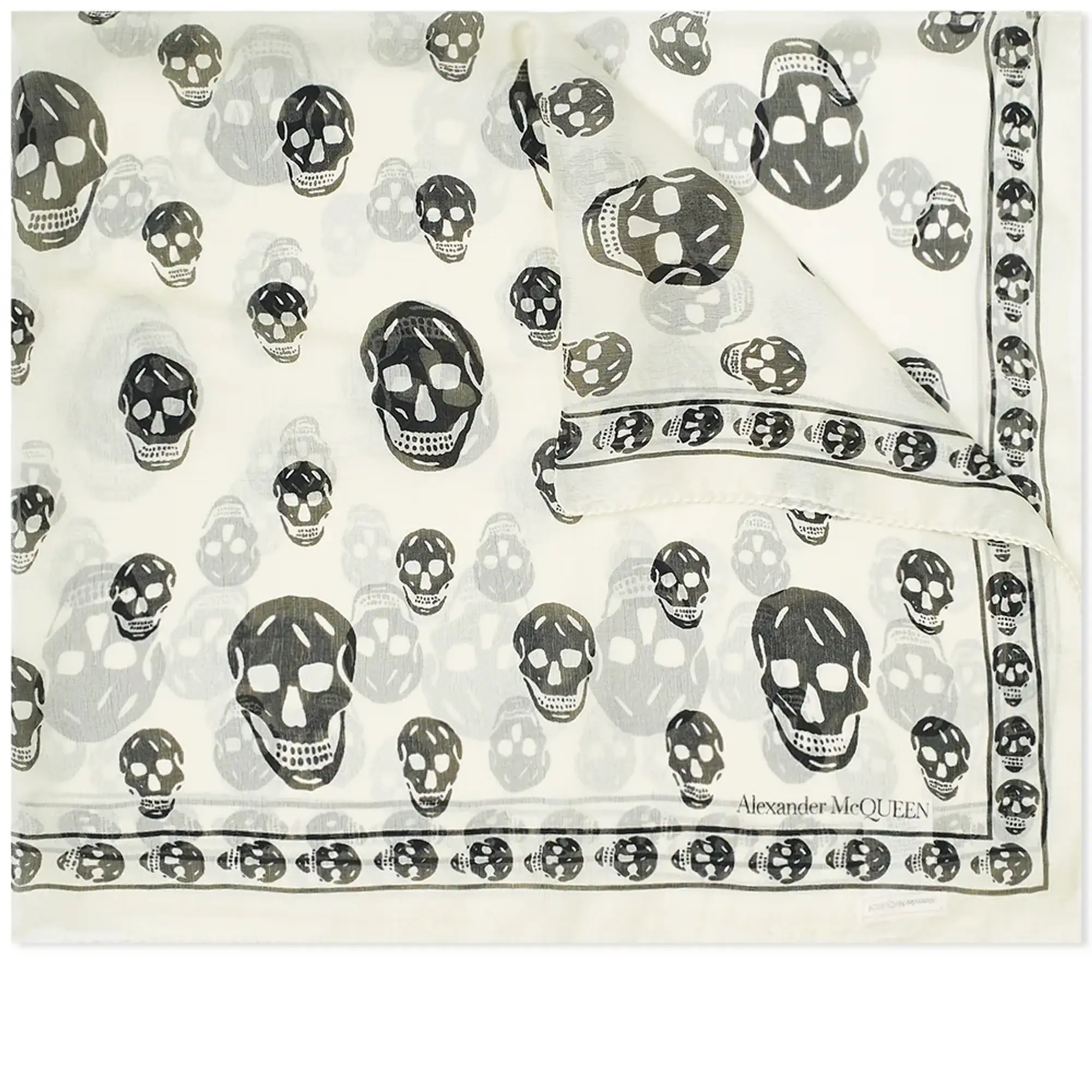 Alexander McQueen Men's Skull Scarf Ivory/Black