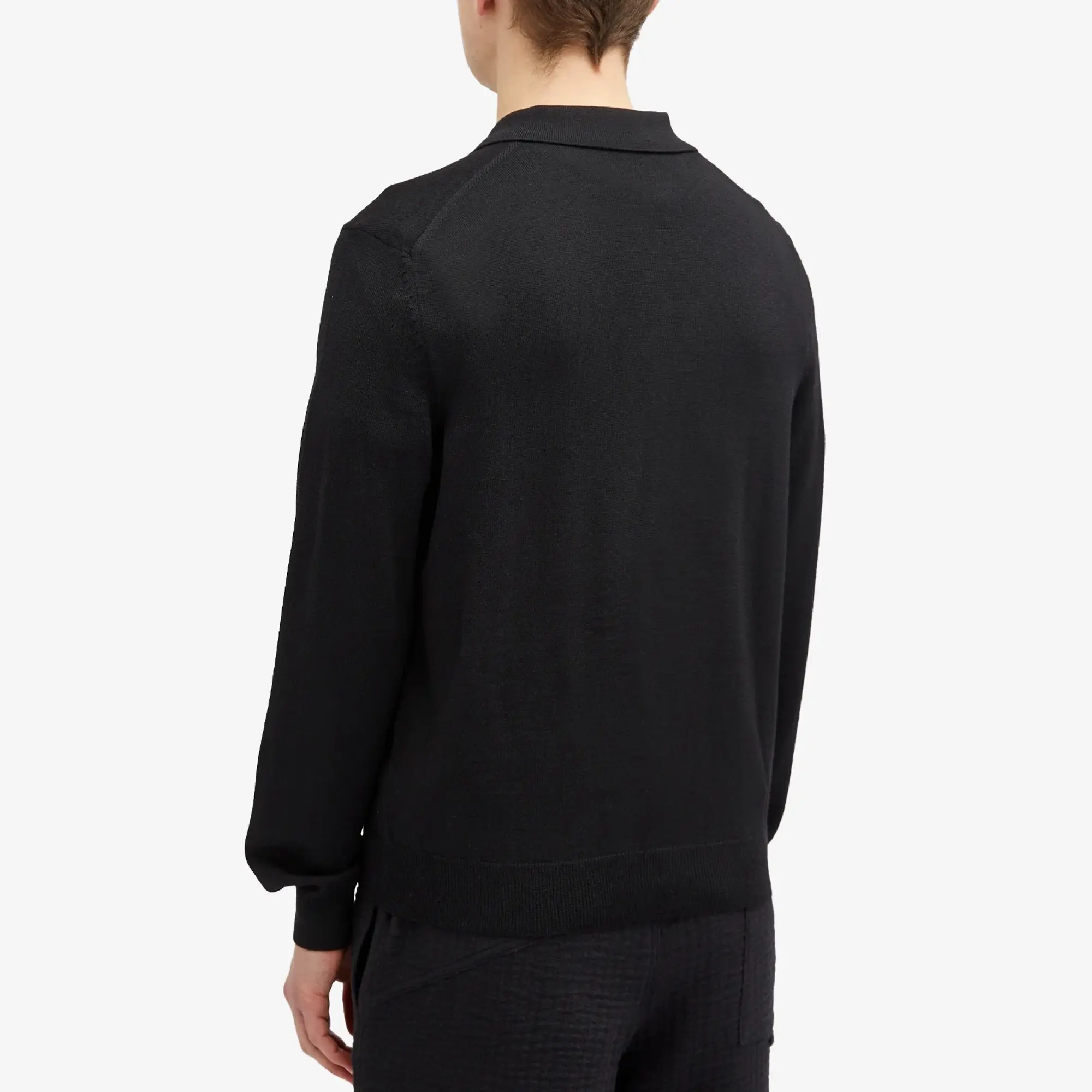 Maison Kitsuné Maison Kitsune Bold Fox Head Patch Knitted Polo Shirt Black