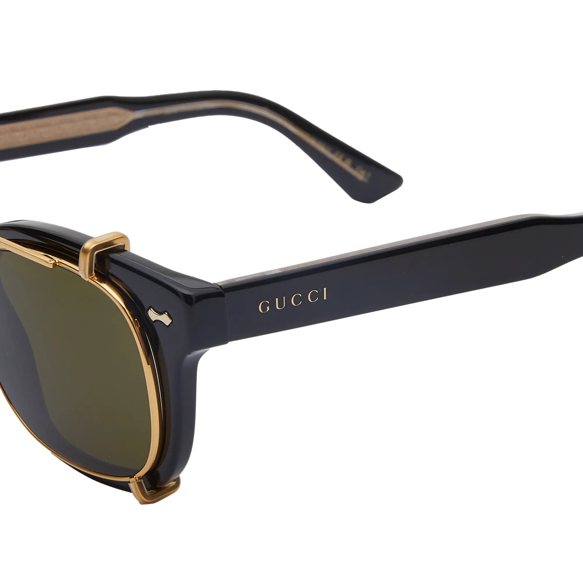 Gucci Men's Eyewear GG0182S Clip On Sunglasses Black/Yellow