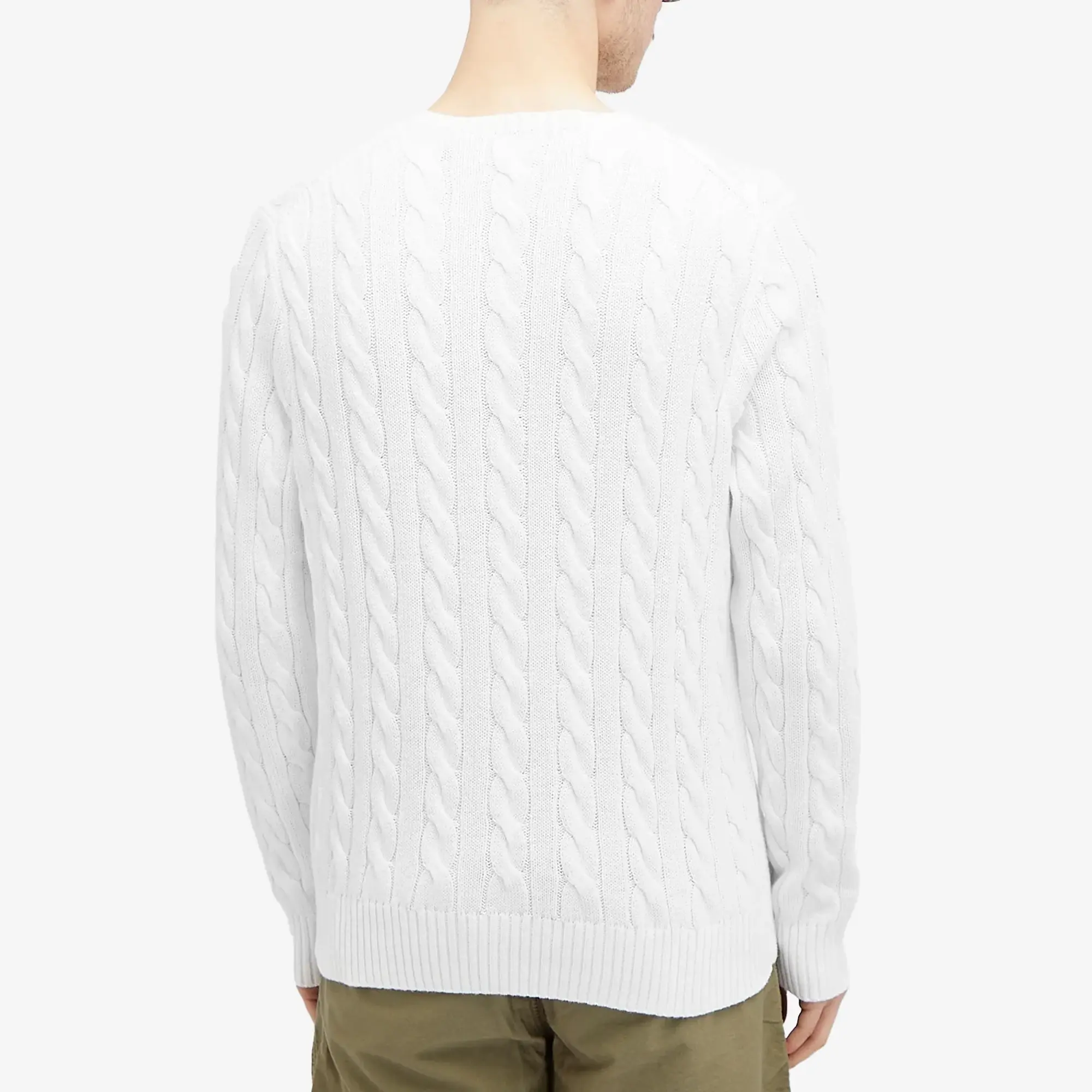Polo Ralph Lauren Men's Cotton Cable Crew Knit White