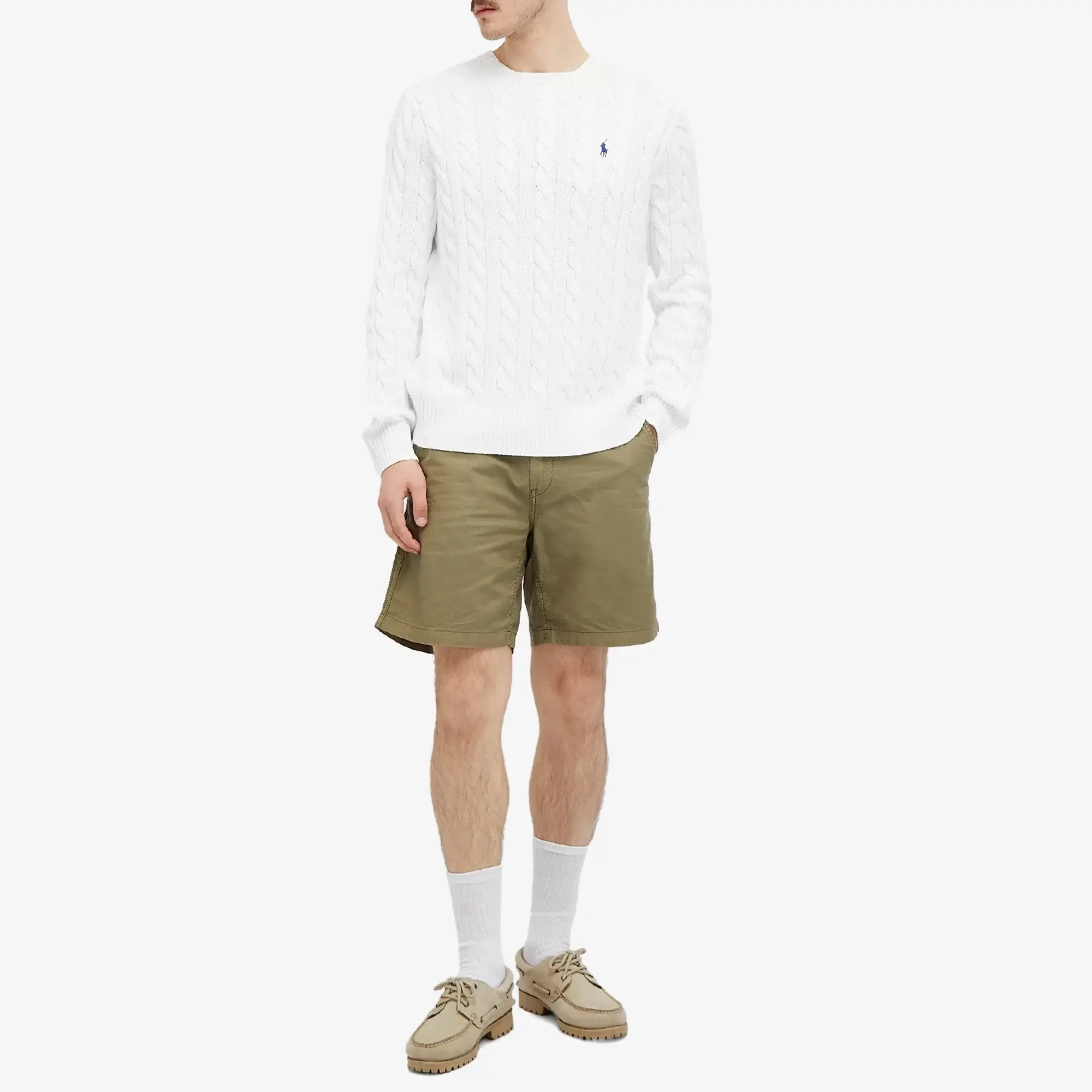 Polo Ralph Lauren Men's Cotton Cable Crew Knit White