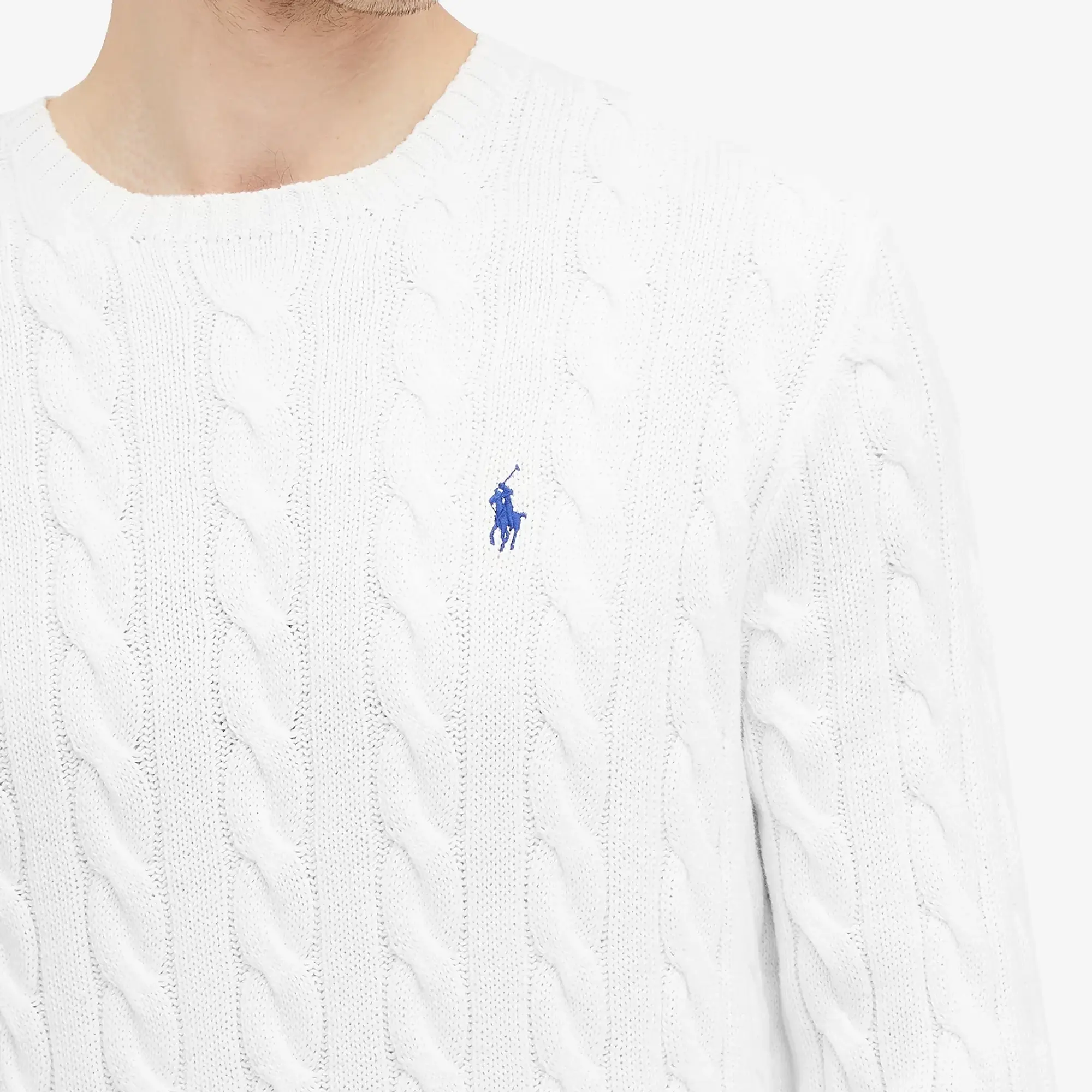 Polo Ralph Lauren Men's Cotton Cable Crew Knit White
