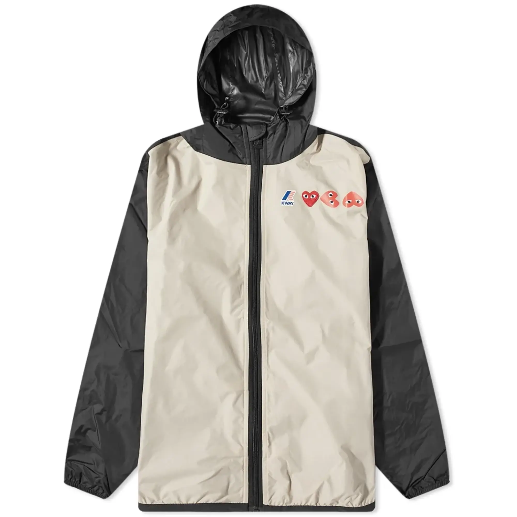 Comme des Garçons Play Men's x K-Way Full Zip Block Colour Jacket Beige/Black