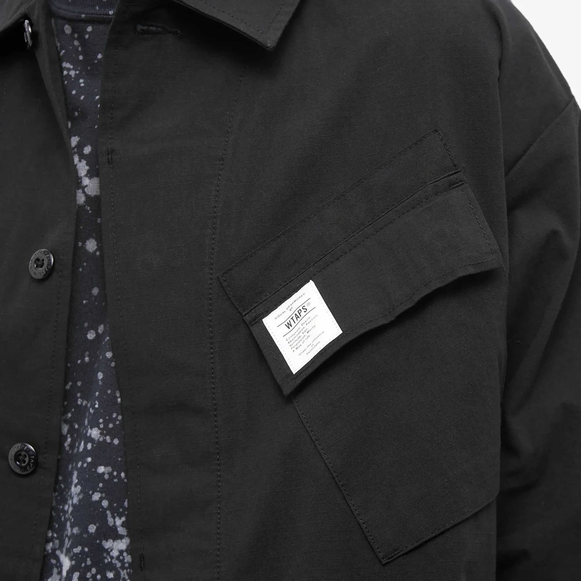WTAPS Men's 19 4 Pocket Shirt Jacket Black | 231WVDT-SHM04-BK