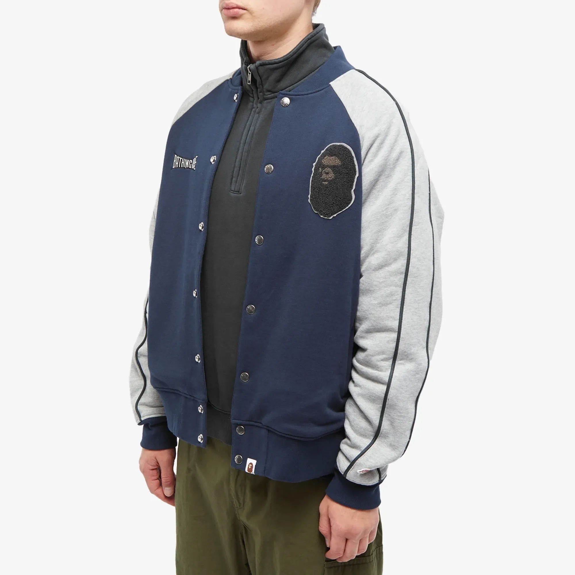 A Bathing Ape Men's Bape Sweat Varsity Jacket Navy | 001LJJ301017M