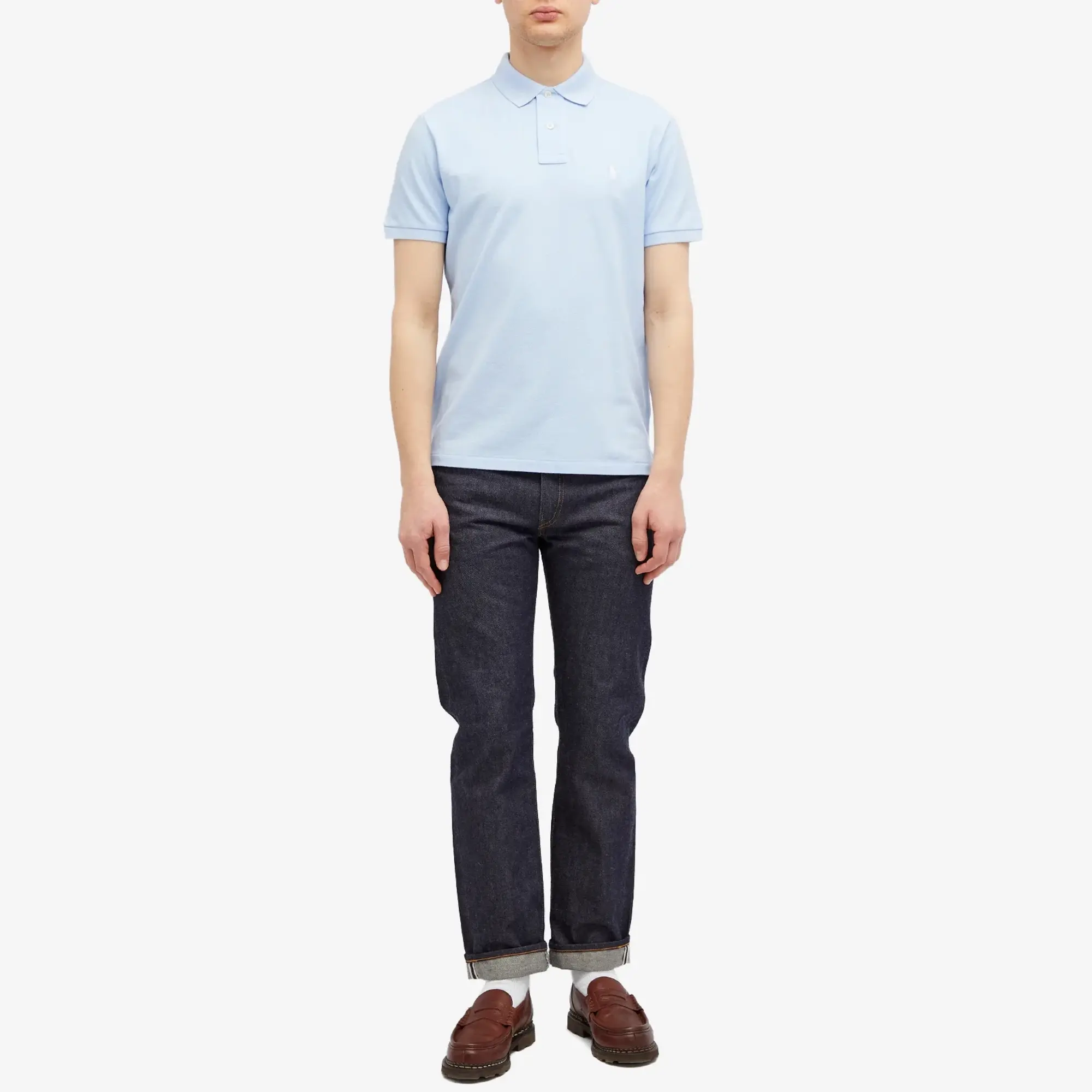 Polo Ralph Lauren  POLO COUPE DROITE EN COTON BASIC MESH  men's Polo shirt in Blue