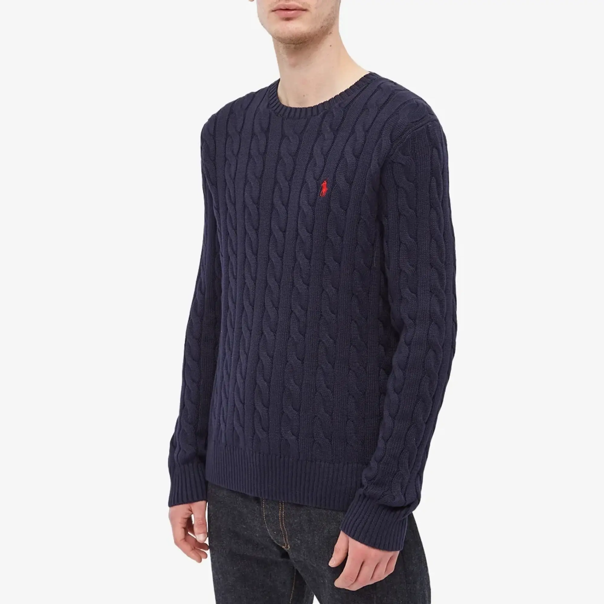 Polo Ralph Lauren Men's Cotton Cable Crew Knit Hunter Navy