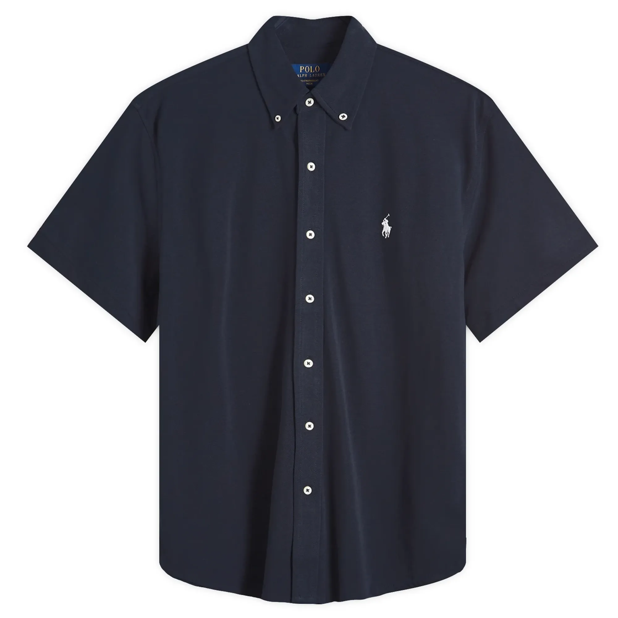 Polo Ralph Lauren Men's Short Sleeve Button Down Pique Shirt Aviator Navy