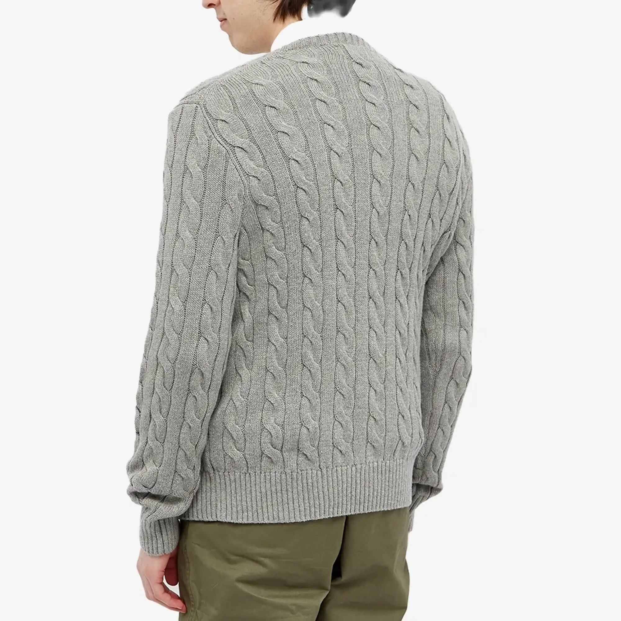 Polo Ralph Lauren Men's Cotton Cable Crew Knit Fawn Grey Heather