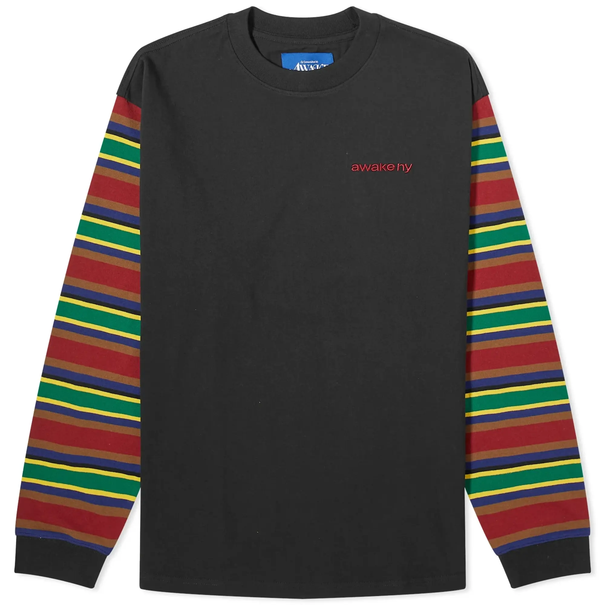 Awake NY Men's Long Sleeve 94 Stripe T-Shirt Black Multi
