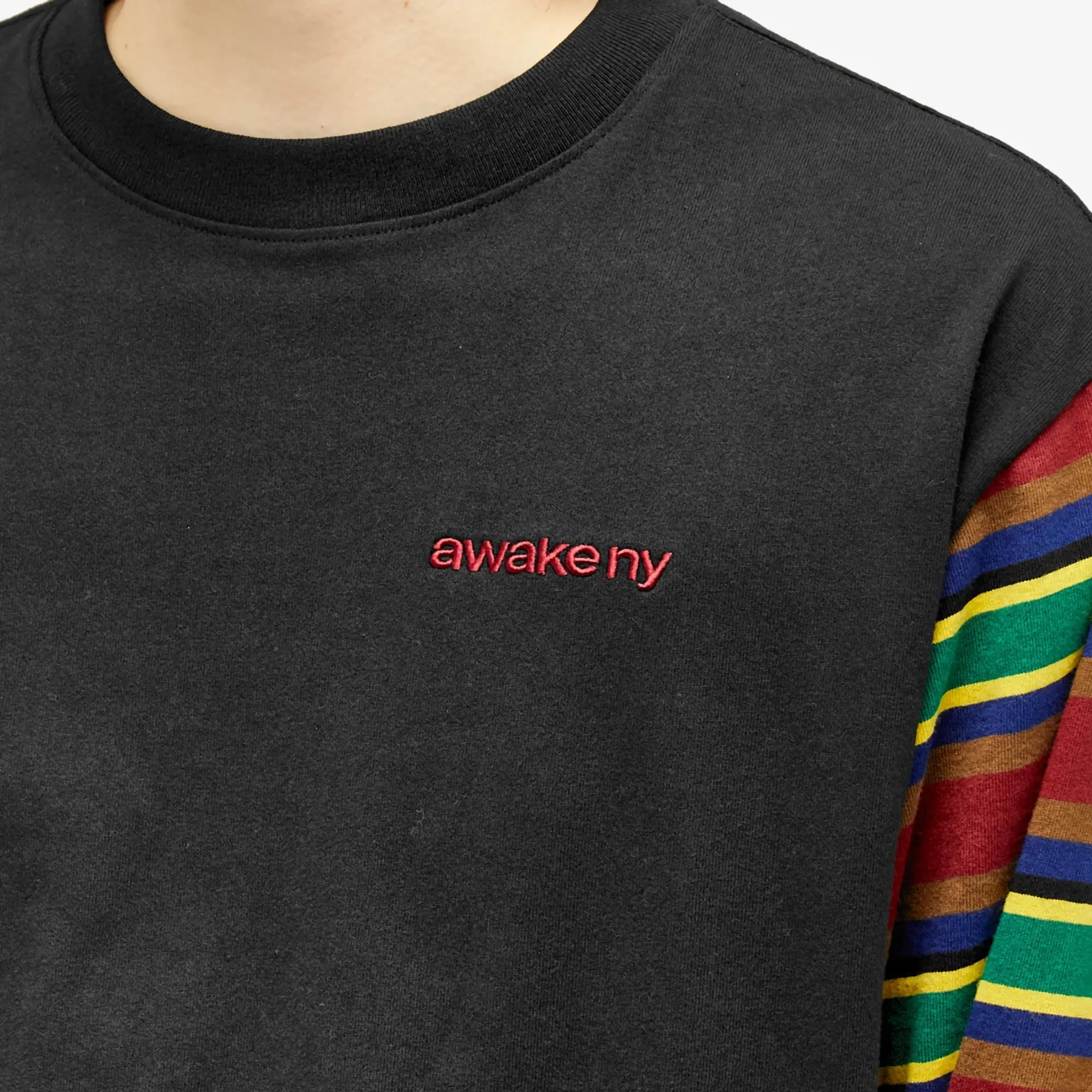 Awake NY Men's Long Sleeve 94 Stripe T-Shirt Black Multi