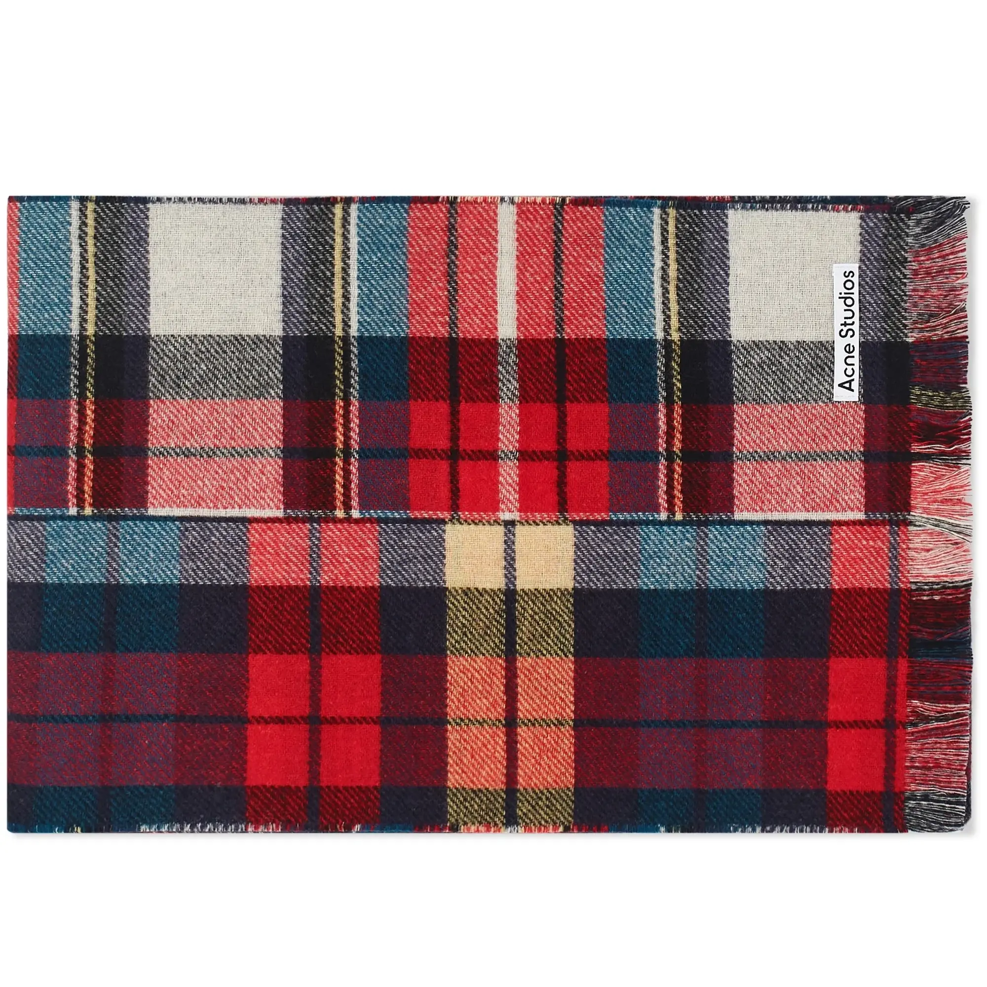 Acne Studios Men's Vorata Patchwork Tartan Scarf Red/Blue/White