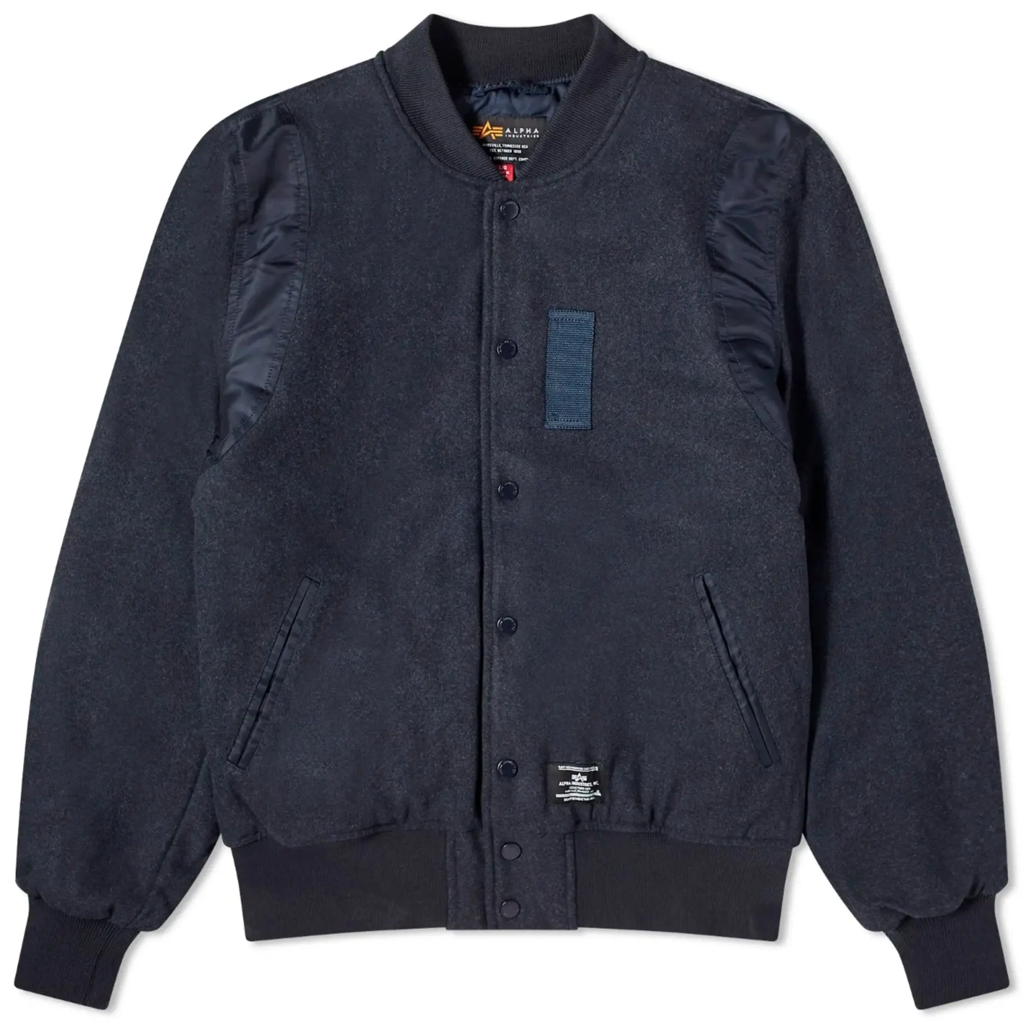 Alpha Industries Men's Wool Varsity Flight Jacket Replica Blue Heather