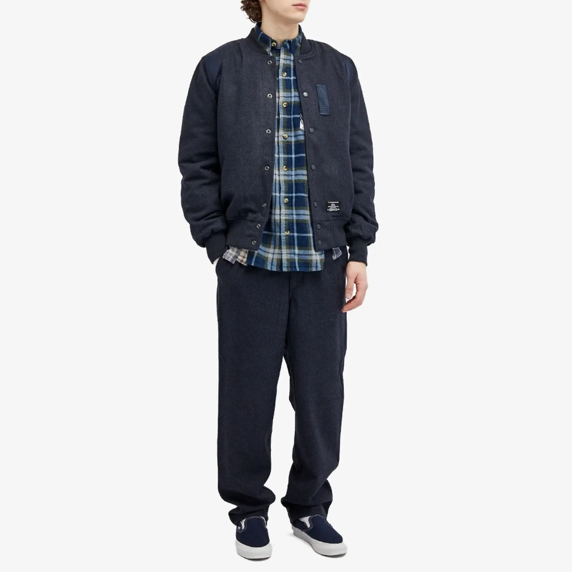 Alpha Industries Men's Wool Varsity Flight Jacket Replica Blue Heather