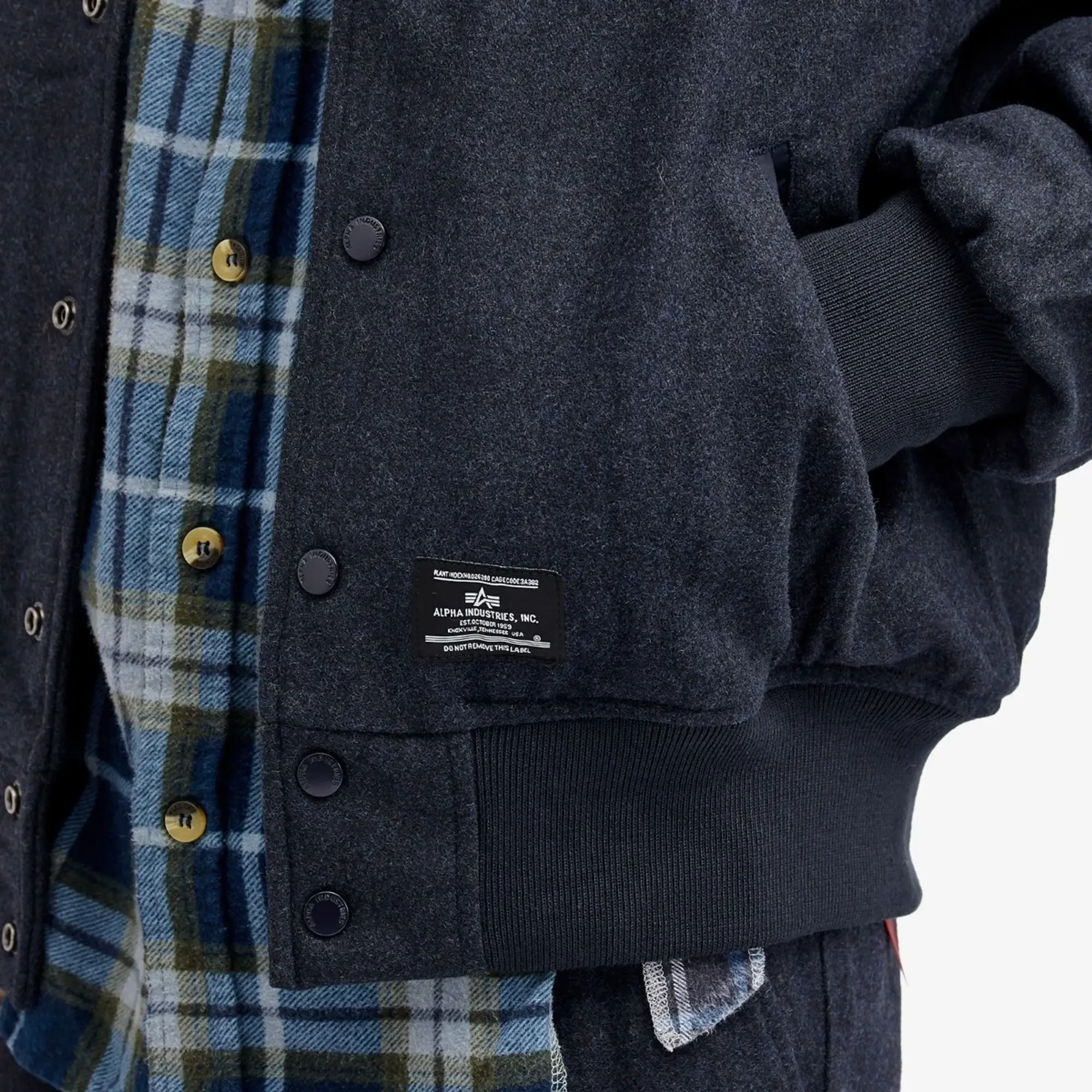 Alpha Industries Men's Wool Varsity Flight Jacket Replica Blue Heather