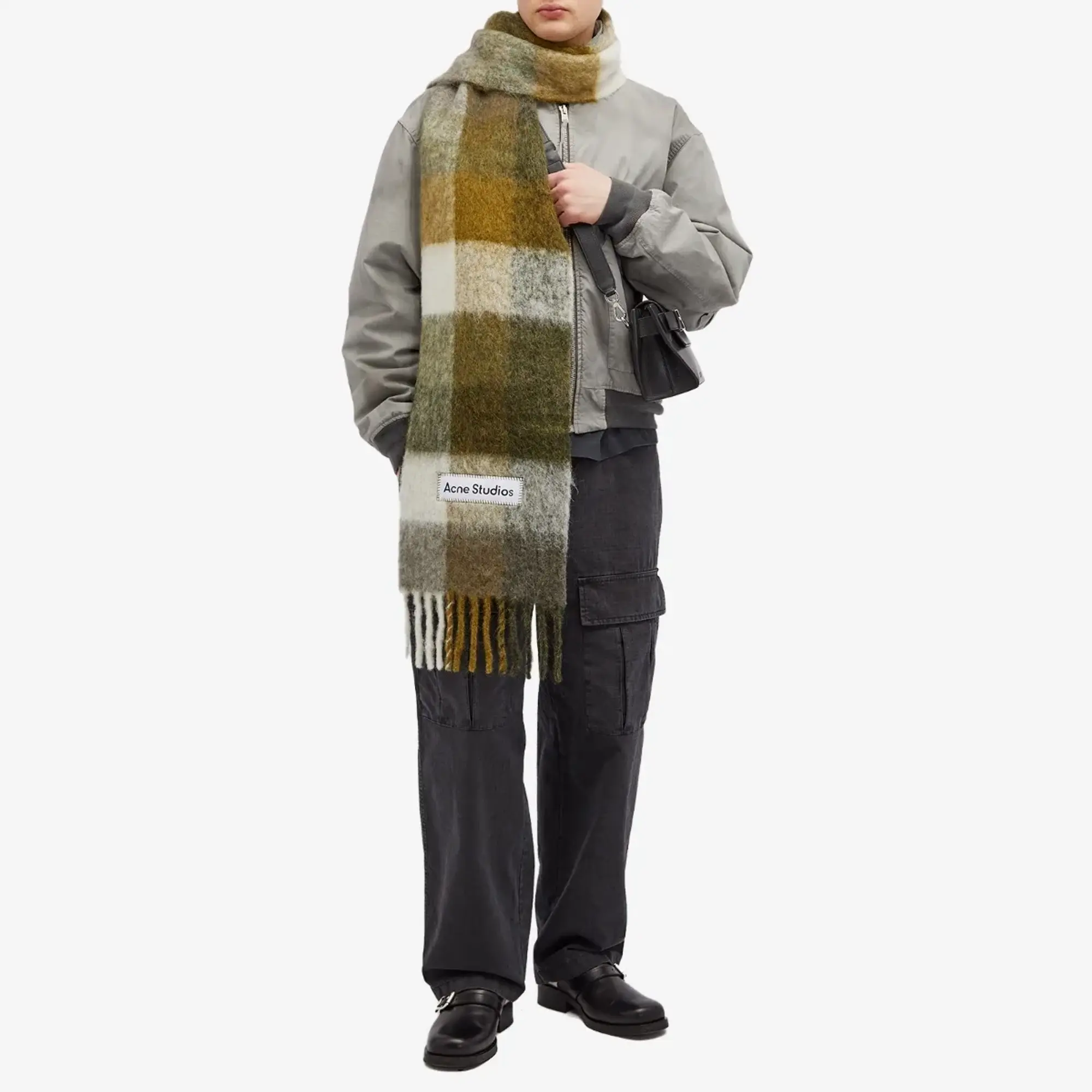 Acne Studios Women's Vally Checked Scarf Taupe/Green/Black