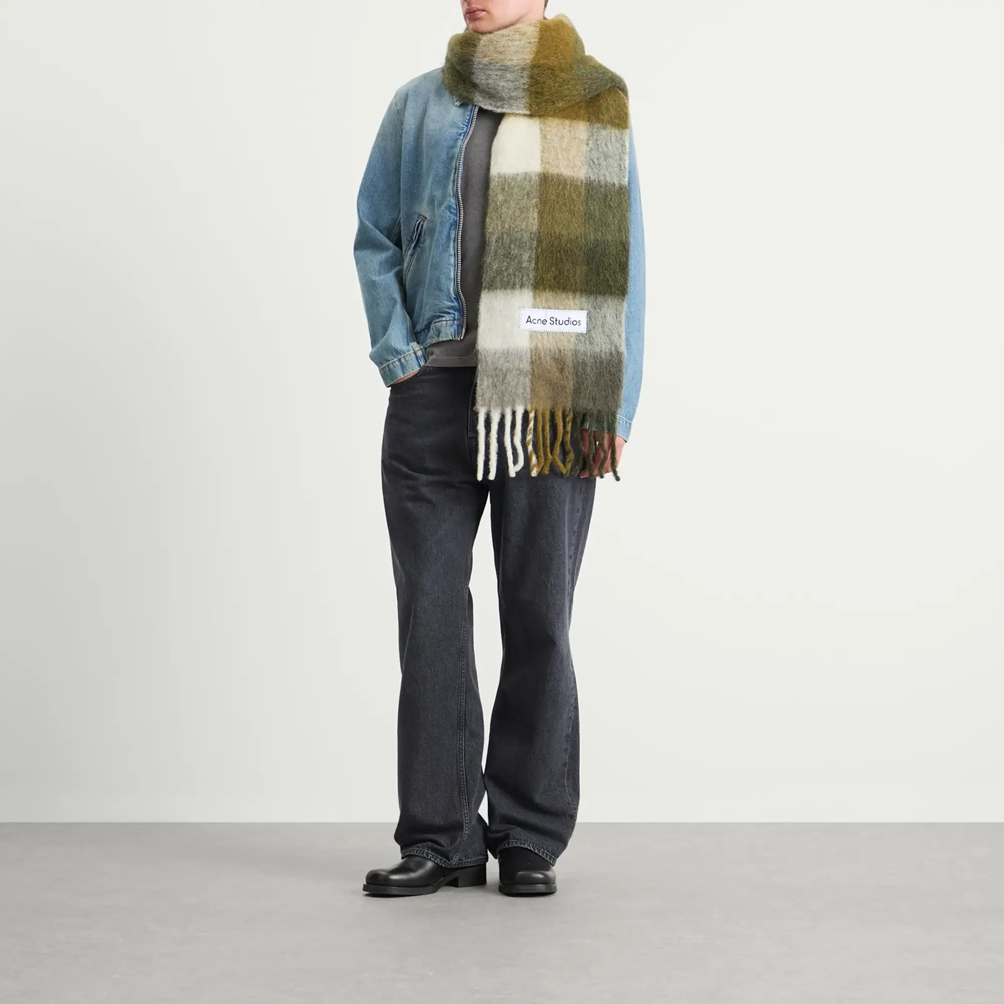 Acne Studios Women's Vally Checked Scarf Taupe/Green/Black