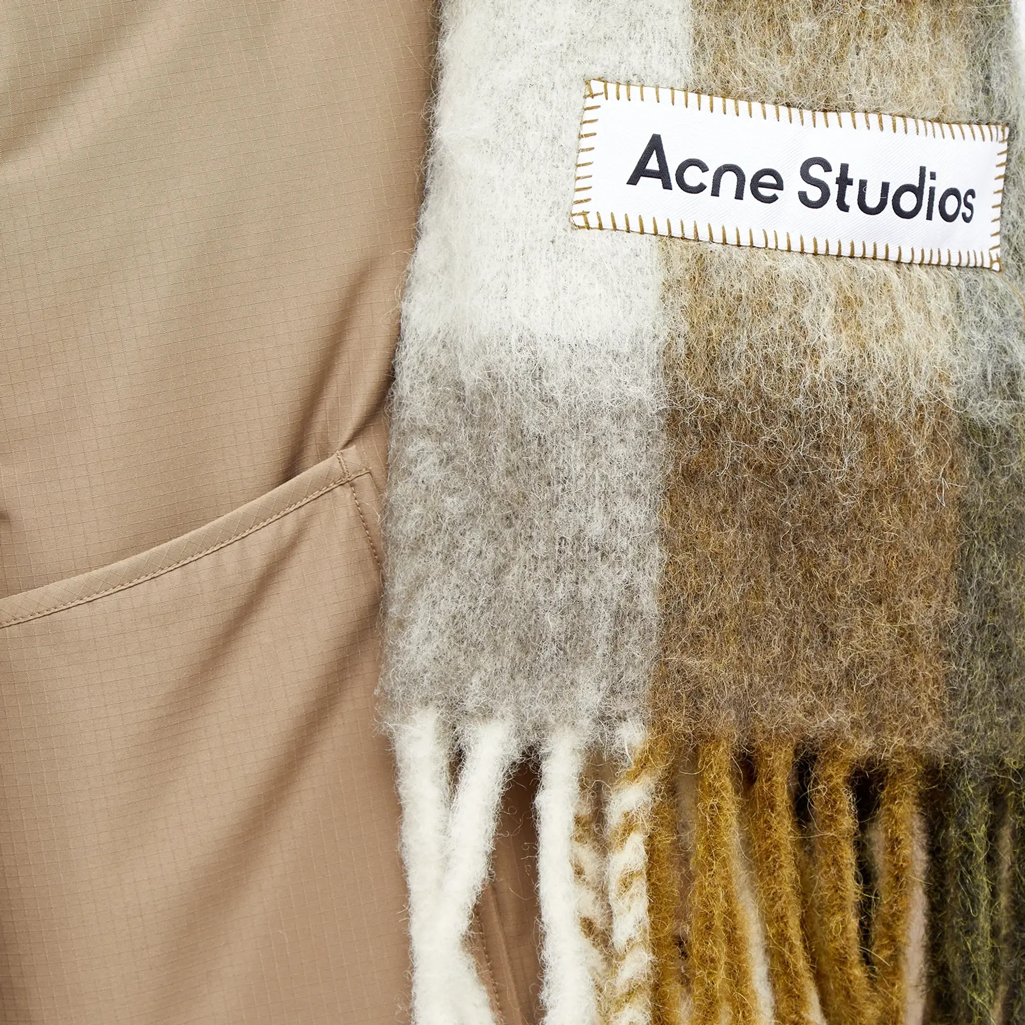 Acne Studios Women's Vally Checked Scarf Taupe/Green/Black