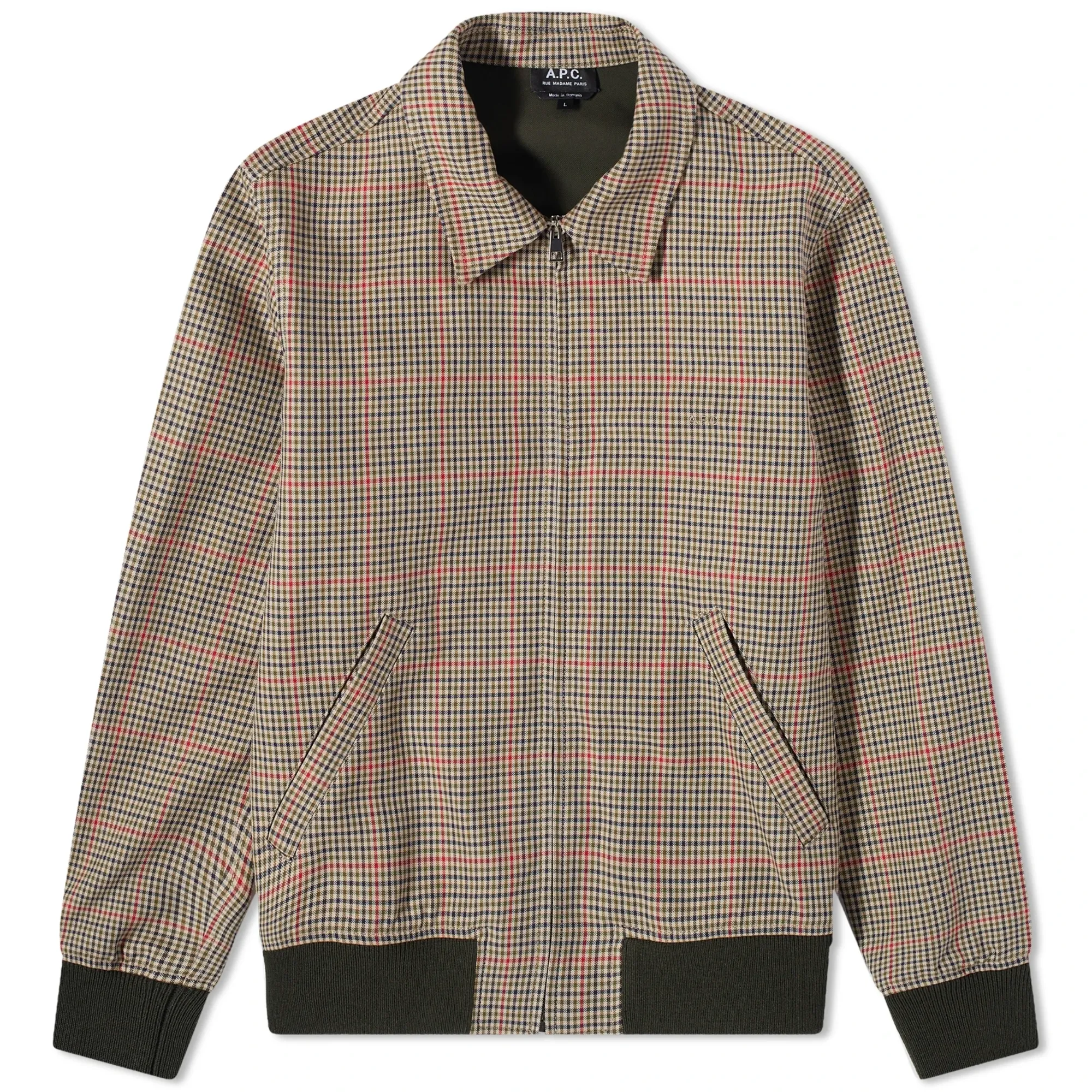 A.P.C. Men's Sutherland Check Harrington Jacket Red | COGEG-H02835