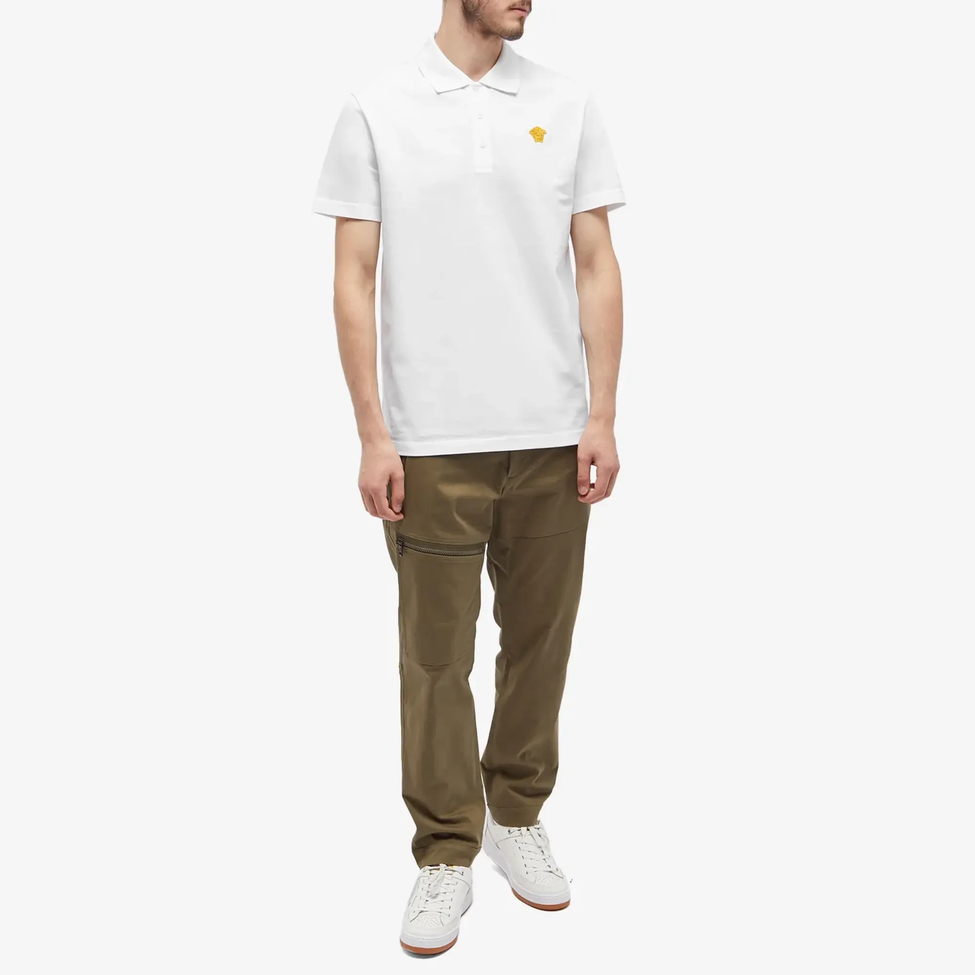 Versace Men's Medusa Logo Polo Shirt White