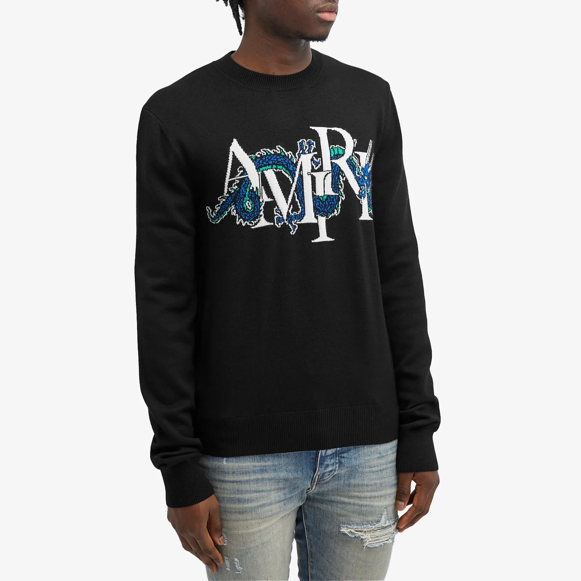 AMIRI Men's CNY Dragon Crew Sweater Black | PS24MKL033-BLK | FOOTY.COM