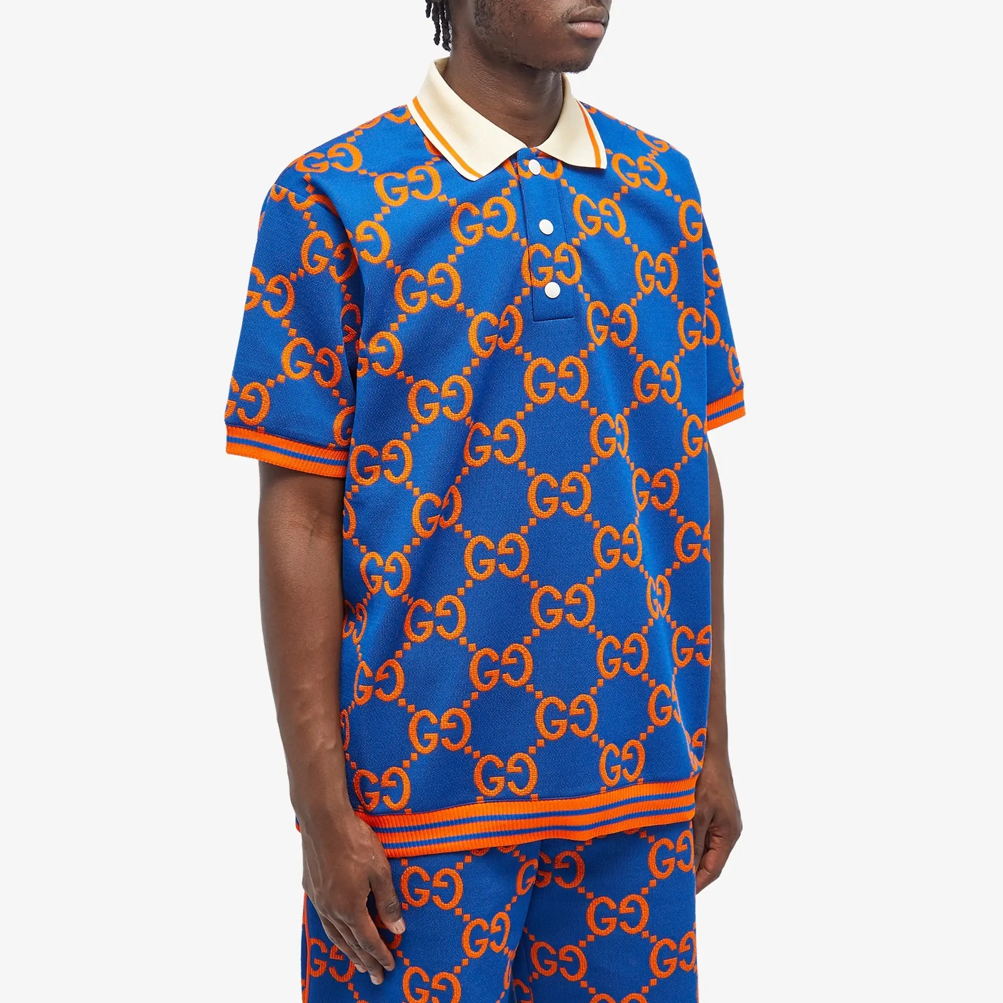 Gucci Men's Jumbo GG Polo Shirt Blue | 752173-XJFSO-4102 | FOOTY.COM