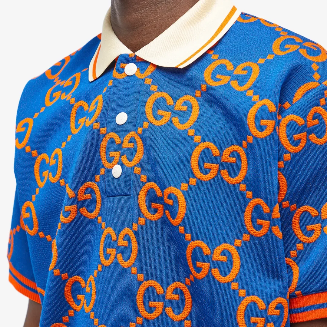 Gucci Men's Jumbo GG Polo Shirt Blue | 752173-XJFSO-4102 | FOOTY.COM