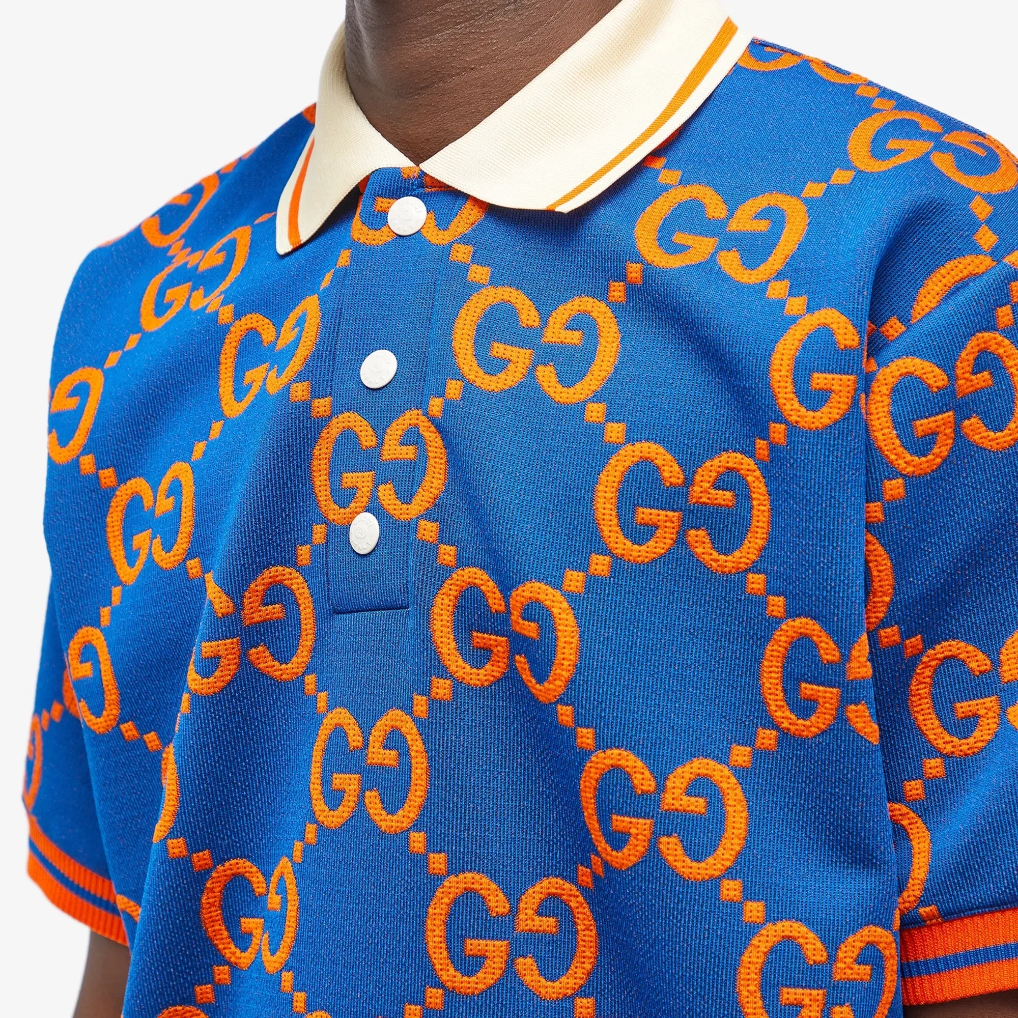 Gucci Men's Jumbo GG Polo Shirt Blue | 752173-XJFSO-4102 | FOOTY.COM