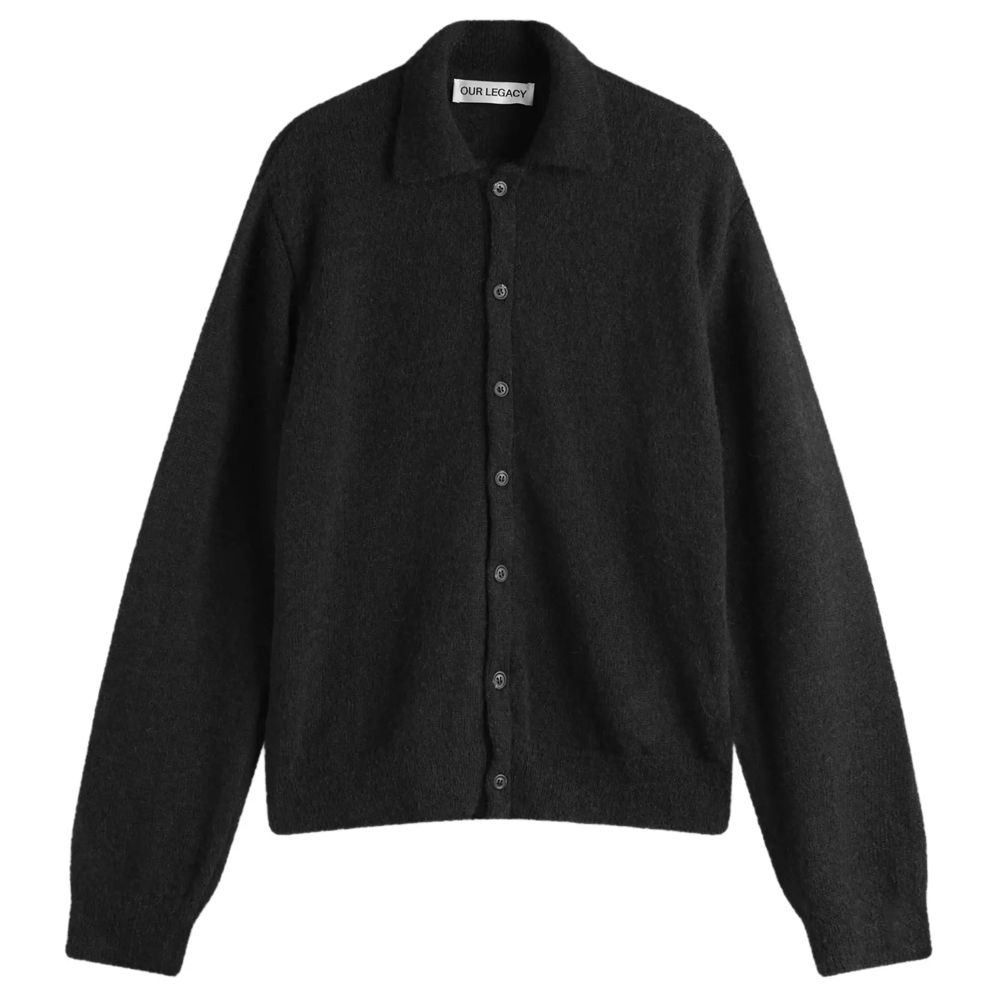 Our Legacy Men's Evening Polo Black Fuzzy Alpaca