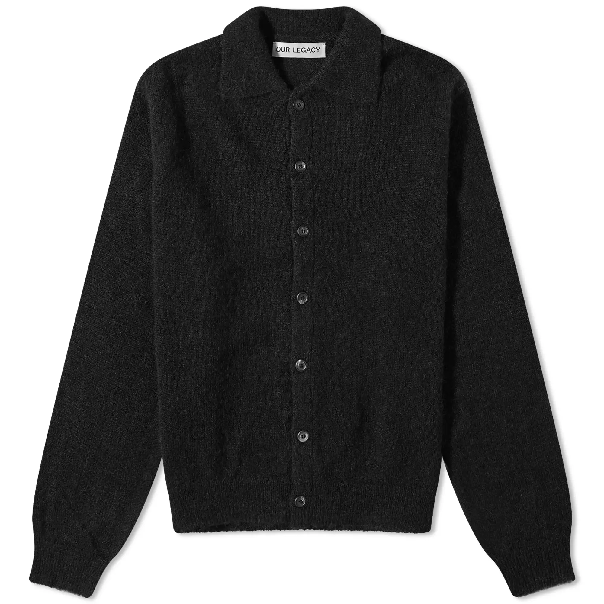 Our Legacy Men's Evening Polo Black Fuzzy Alpaca