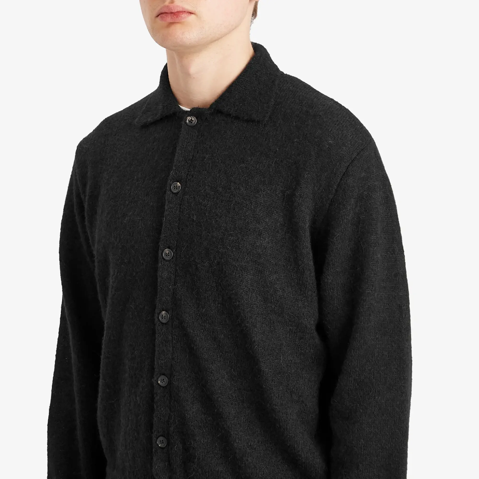 Our Legacy Men's Evening Polo Black Fuzzy Alpaca