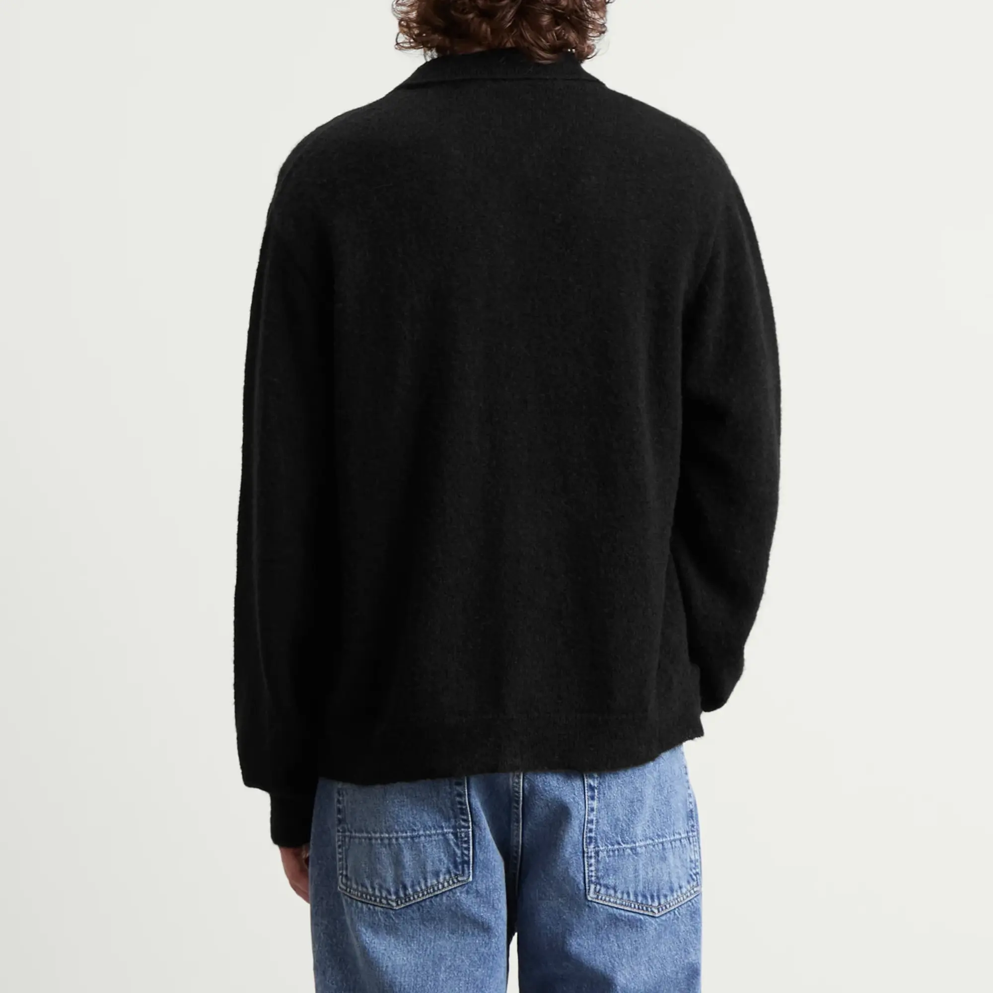 Our Legacy Men's Evening Polo Black Fuzzy Alpaca