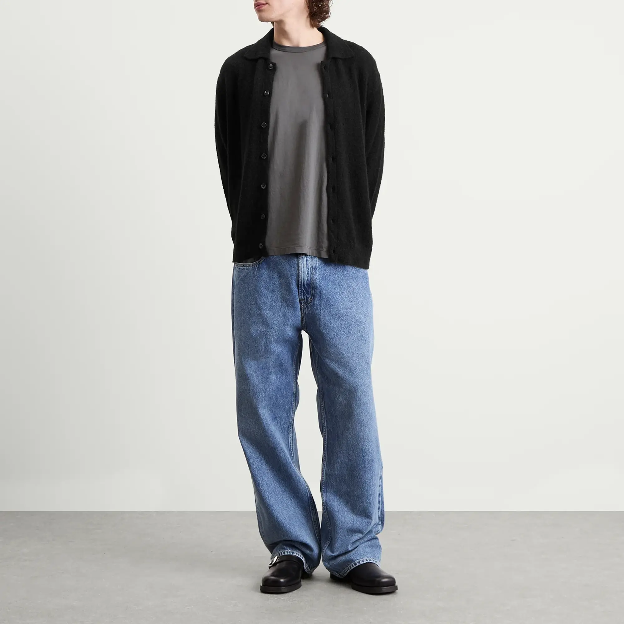 Our Legacy Men's Evening Polo Black Fuzzy Alpaca