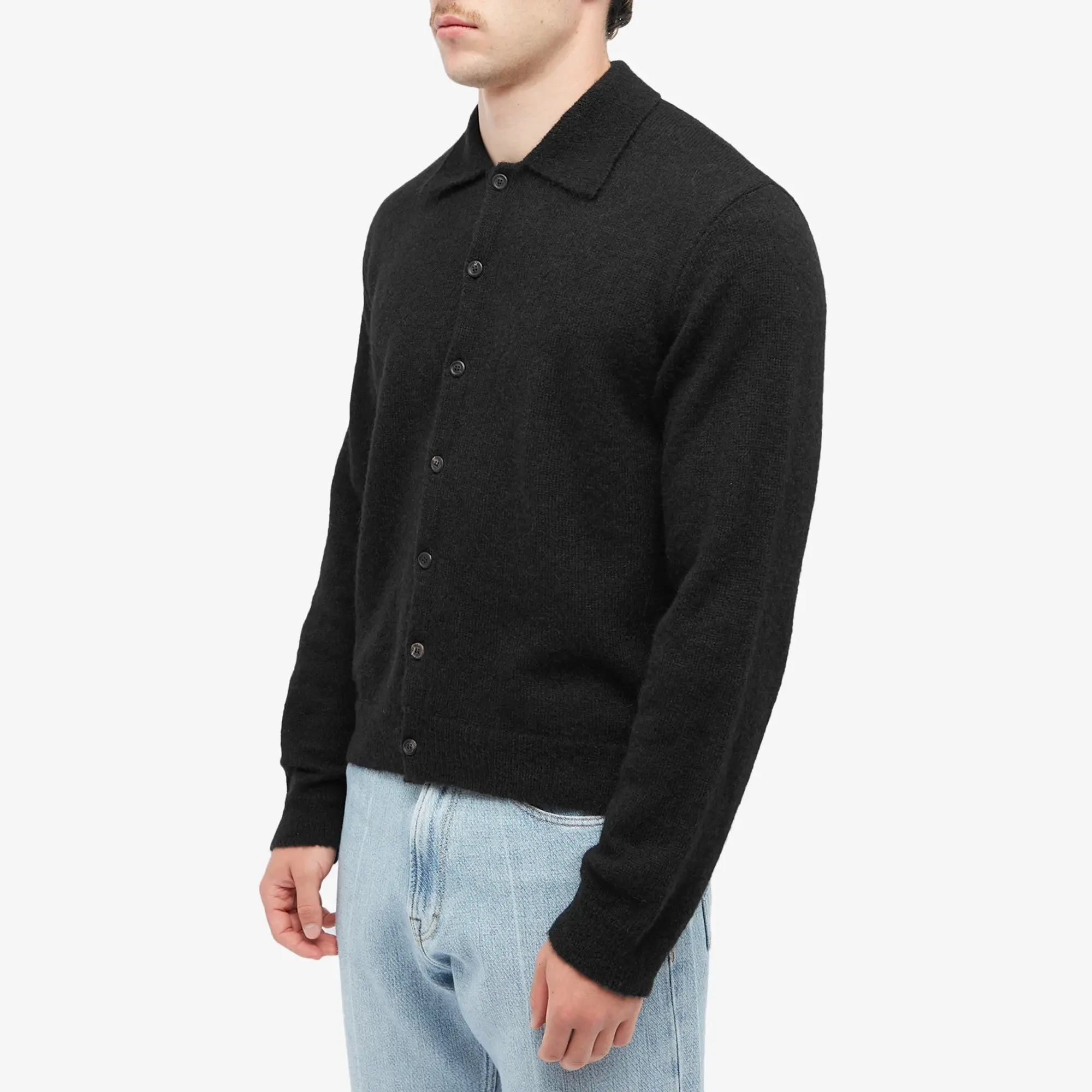Our Legacy Men's Evening Polo Black Fuzzy Alpaca