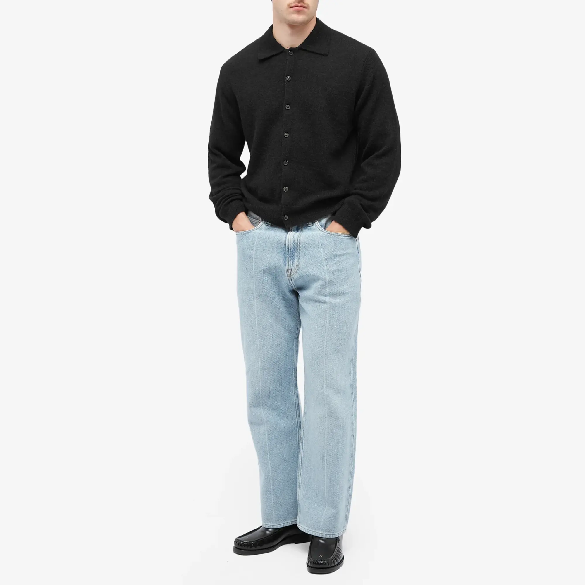 Our Legacy Men's Evening Polo Black Fuzzy Alpaca