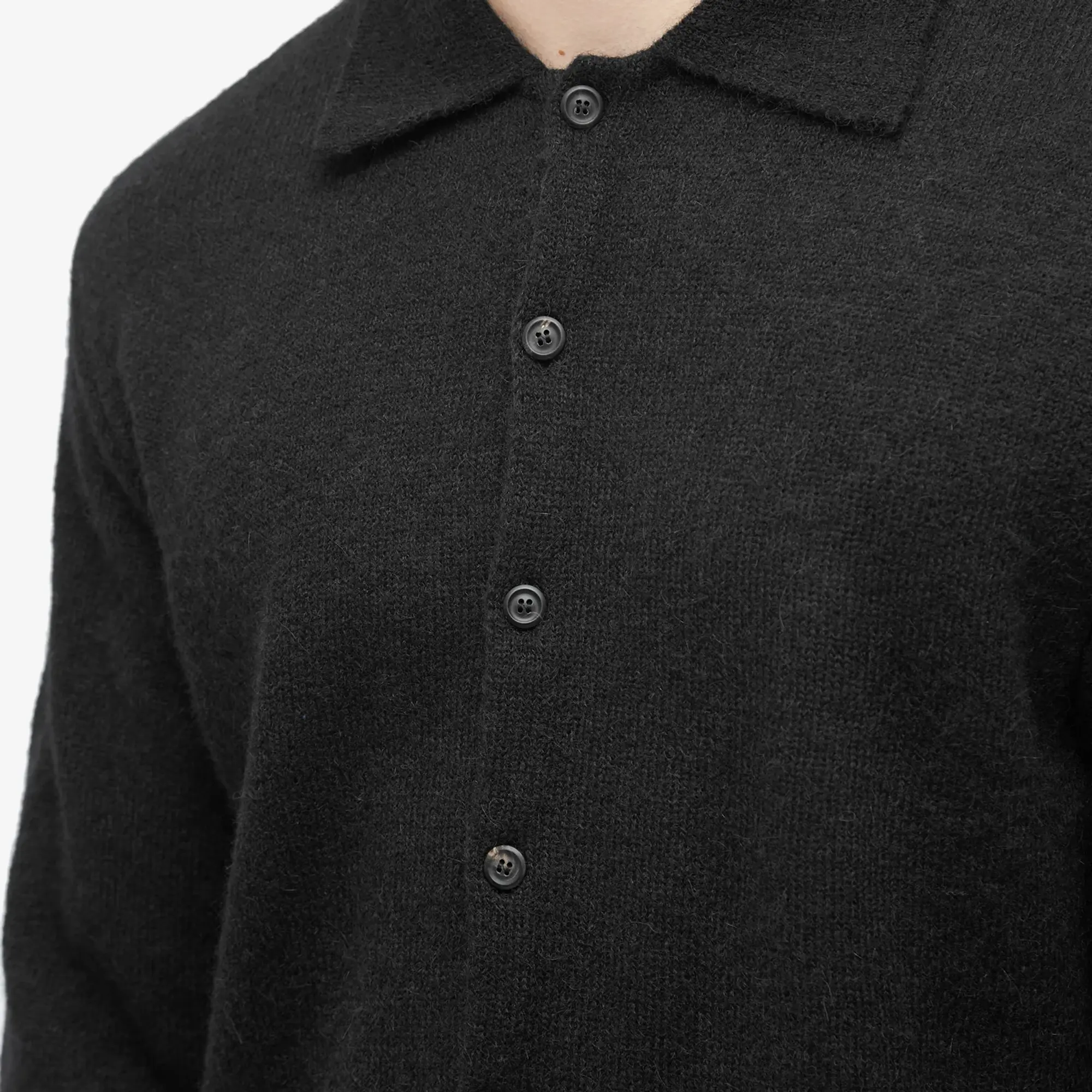 Our Legacy Men's Evening Polo Black Fuzzy Alpaca