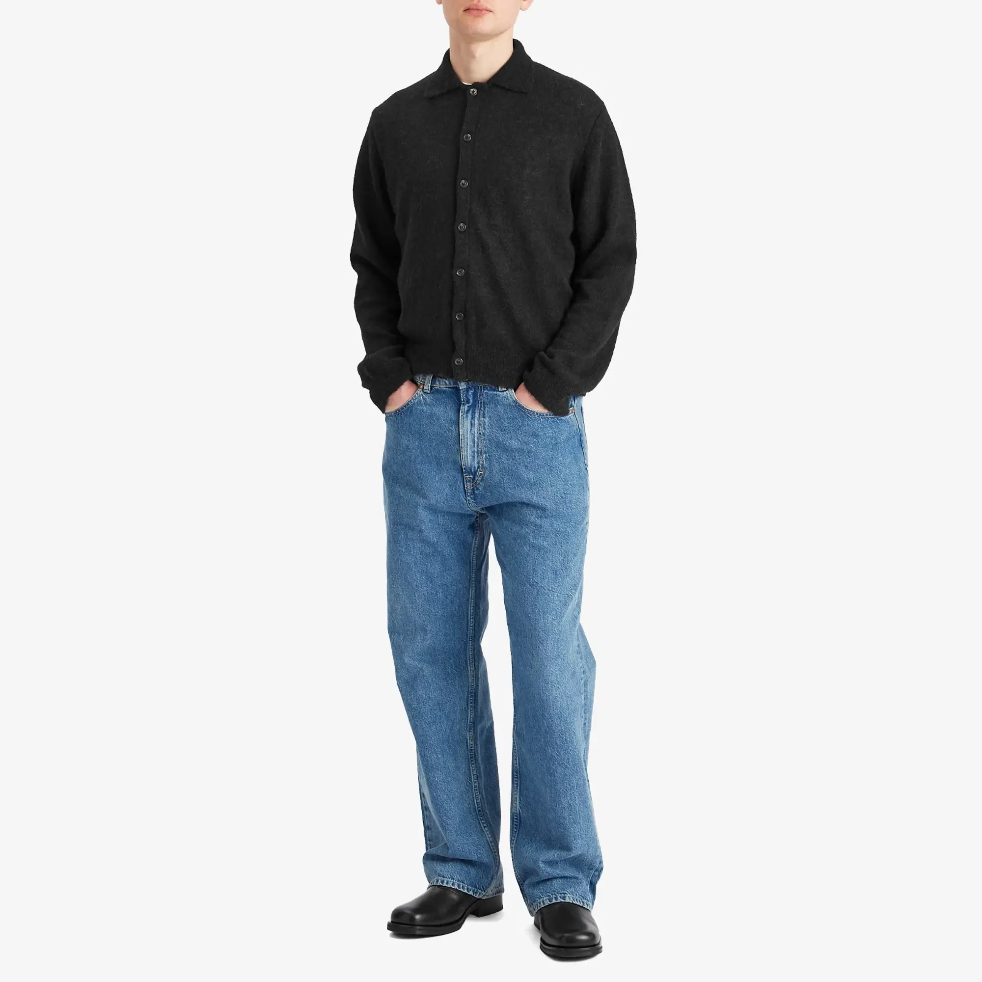 Our Legacy Men's Evening Polo Black Fuzzy Alpaca
