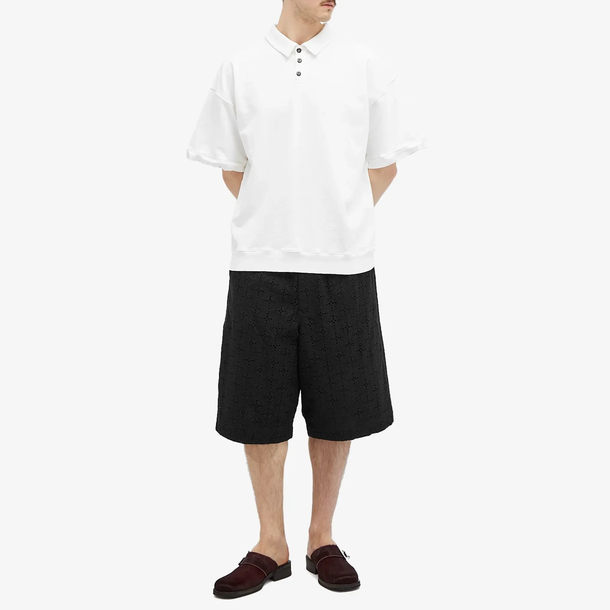 Monitaly Men's French Terry Polo Shirt White