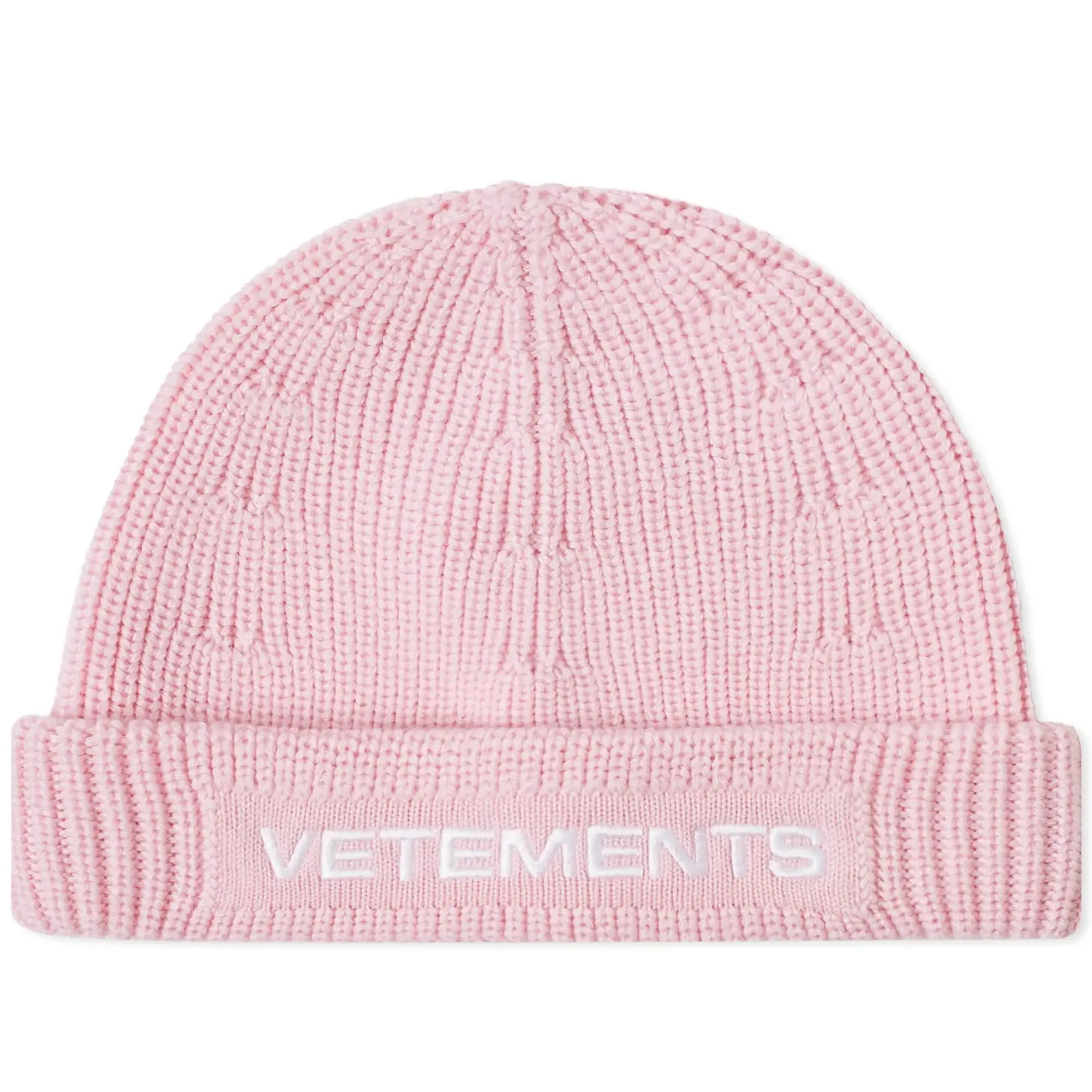 Vetements Women's Logo Beanie Hat Baby Pink