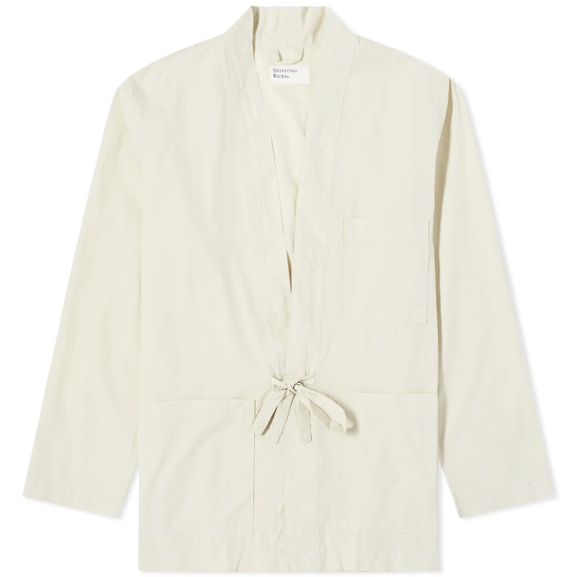 Universal Works Men's Organic Poplin Tie Front Jacket Driftwood
