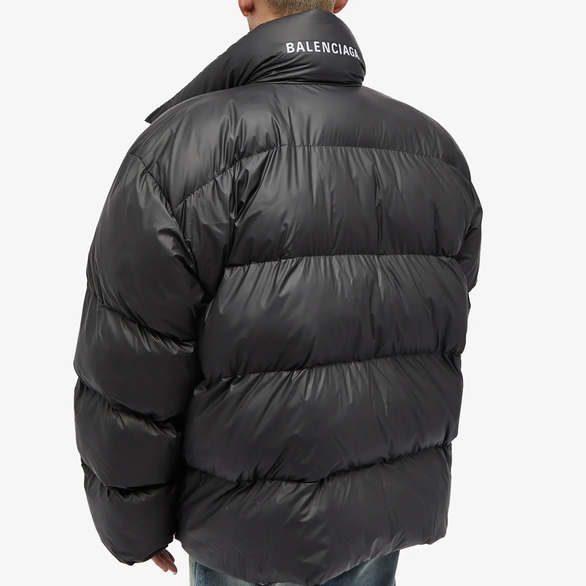 BALENCIAGA|DOWN JACKETS (751717 TOO41 1000) Balenciaga Men's Wrap Puffer Jacket Black | 751717-TOO41