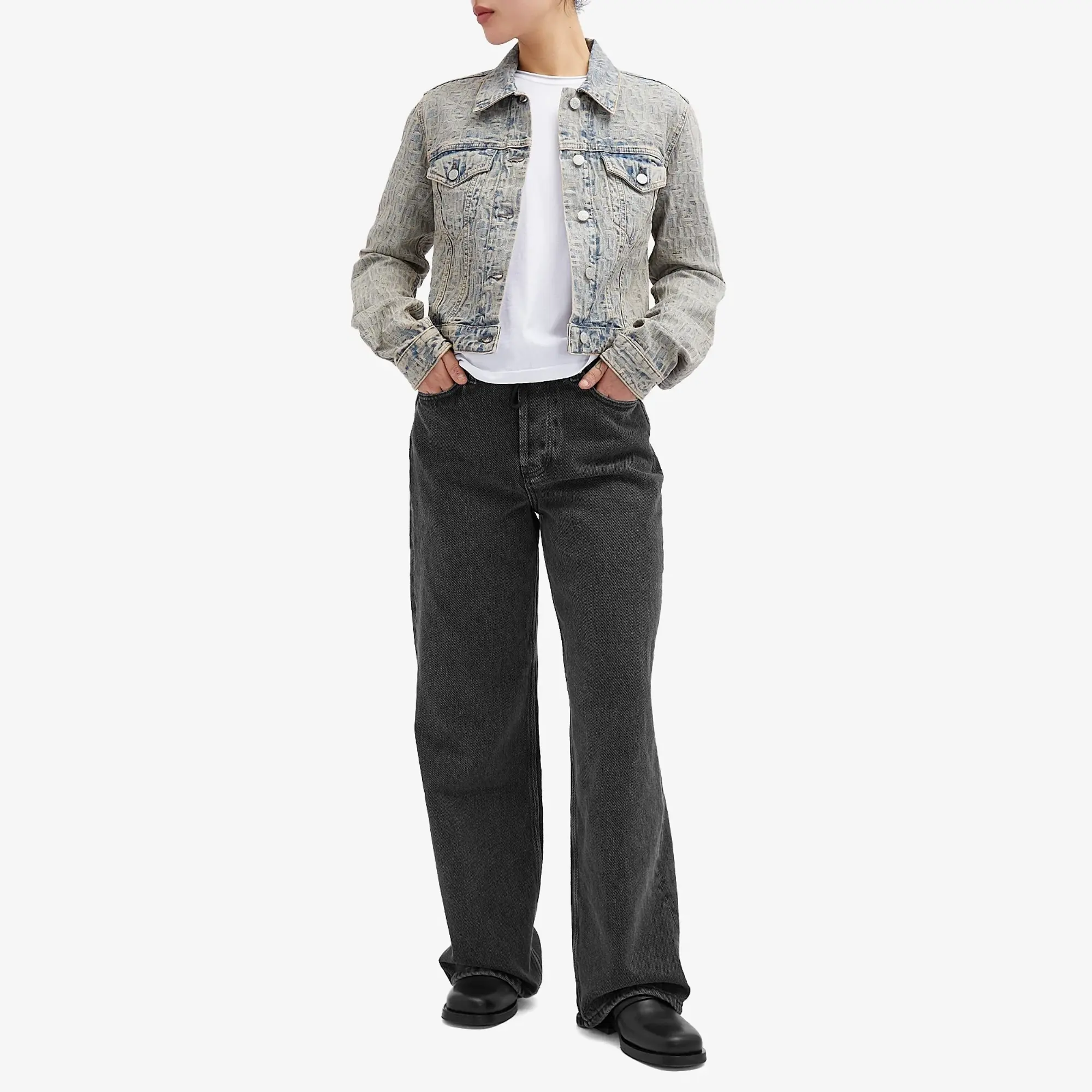 Acne Studios Women's Denim Logo Jacket Blue/Beige