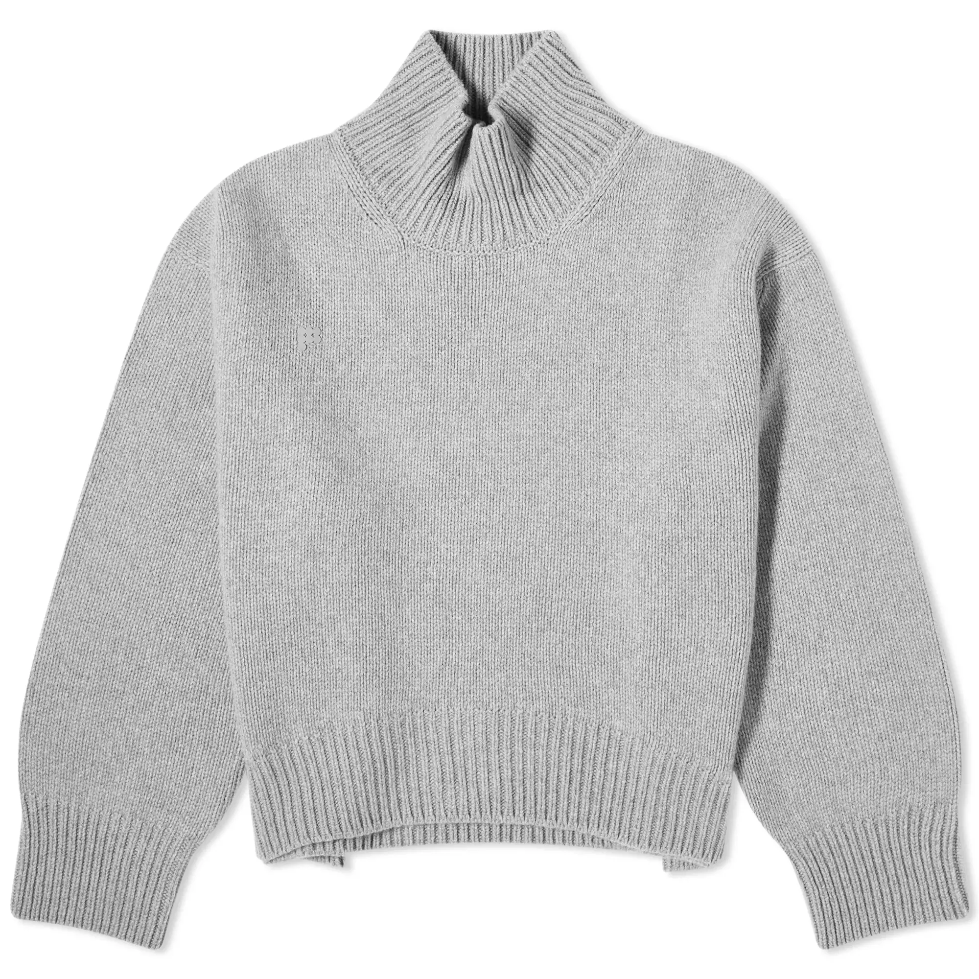 Pangaia Women's Recycled Cashmere Knit Chunky Turtleneck Sweater Grey Marl