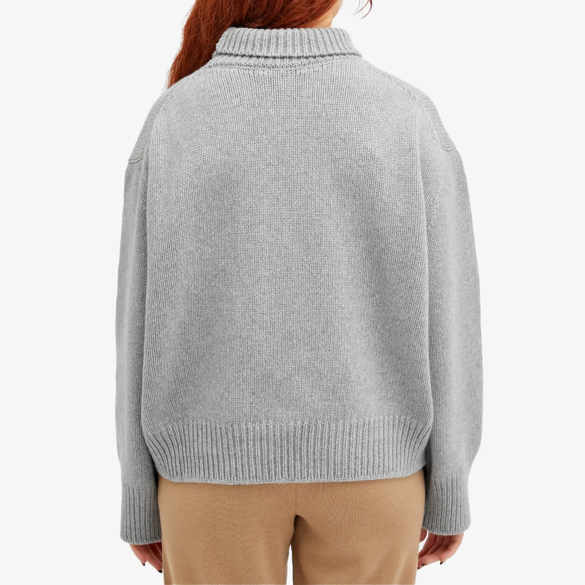 Pangaia Women's Recycled Cashmere Knit Chunky Turtleneck Sweater Grey Marl
