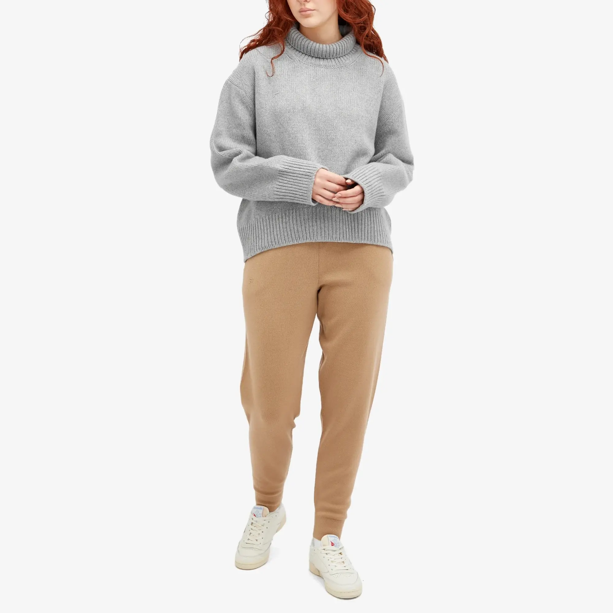 Pangaia Women's Recycled Cashmere Knit Chunky Turtleneck Sweater Grey Marl