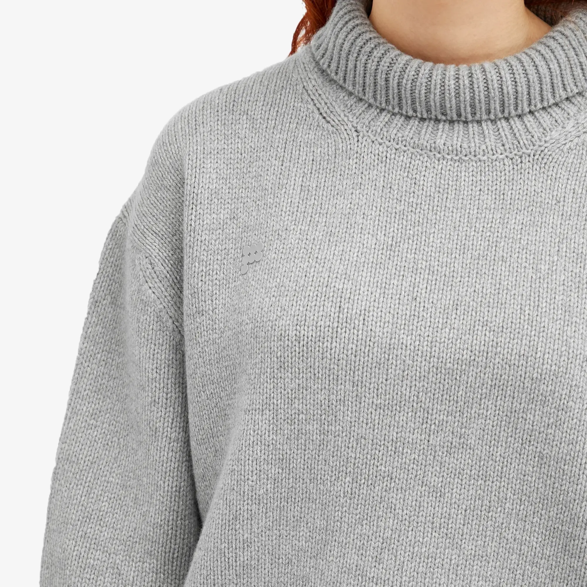 Pangaia Women's Recycled Cashmere Knit Chunky Turtleneck Sweater Grey Marl