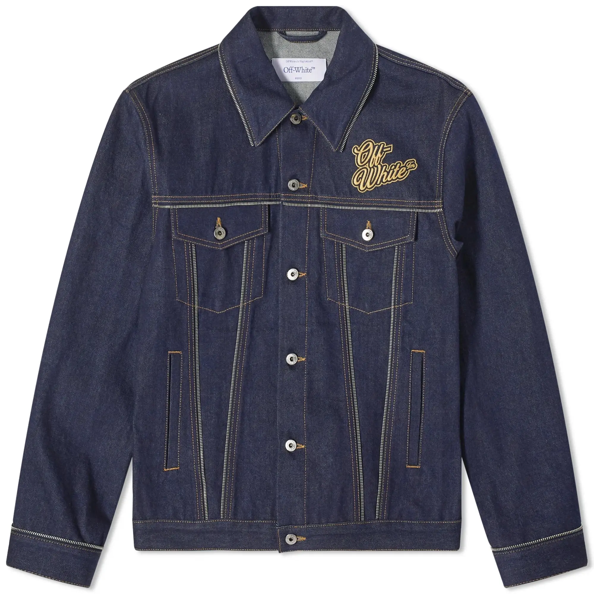 Off-White Men's 90's Denim Jacket Blue/Gold