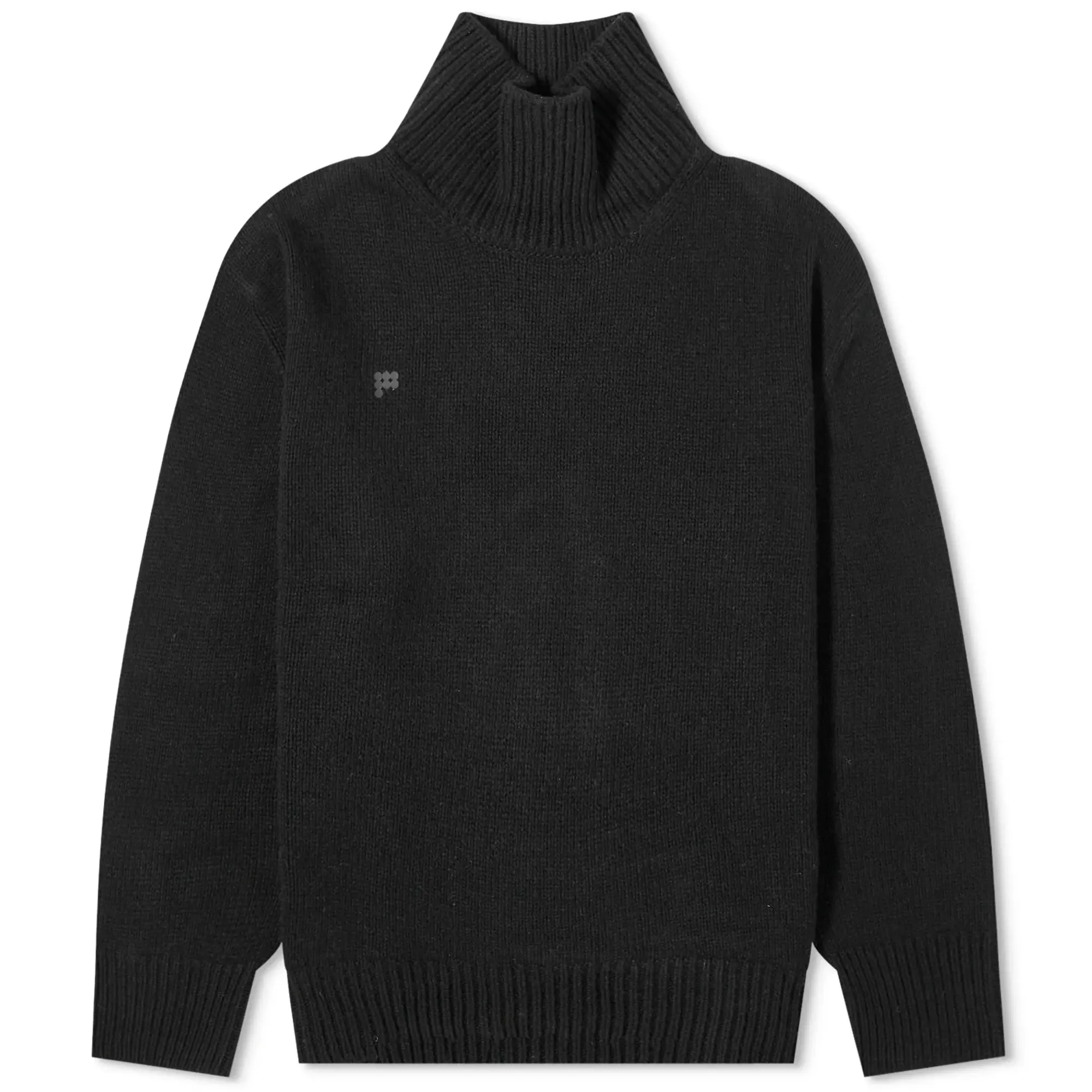 Pangaia Men's Recycled Cashmere Knit Chunky Turtleneck Sweater Black
