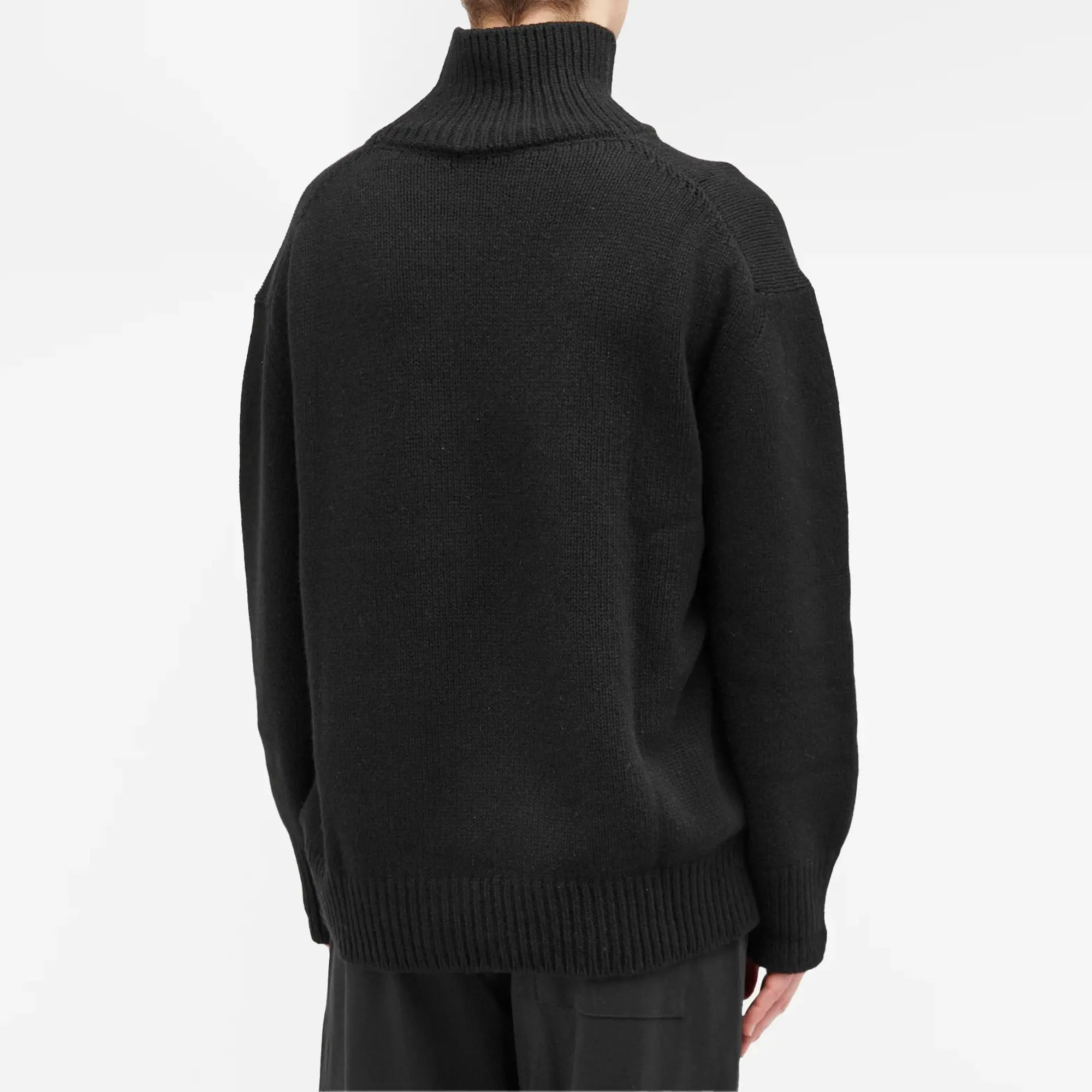 Pangaia Men's Recycled Cashmere Knit Chunky Turtleneck Sweater Black