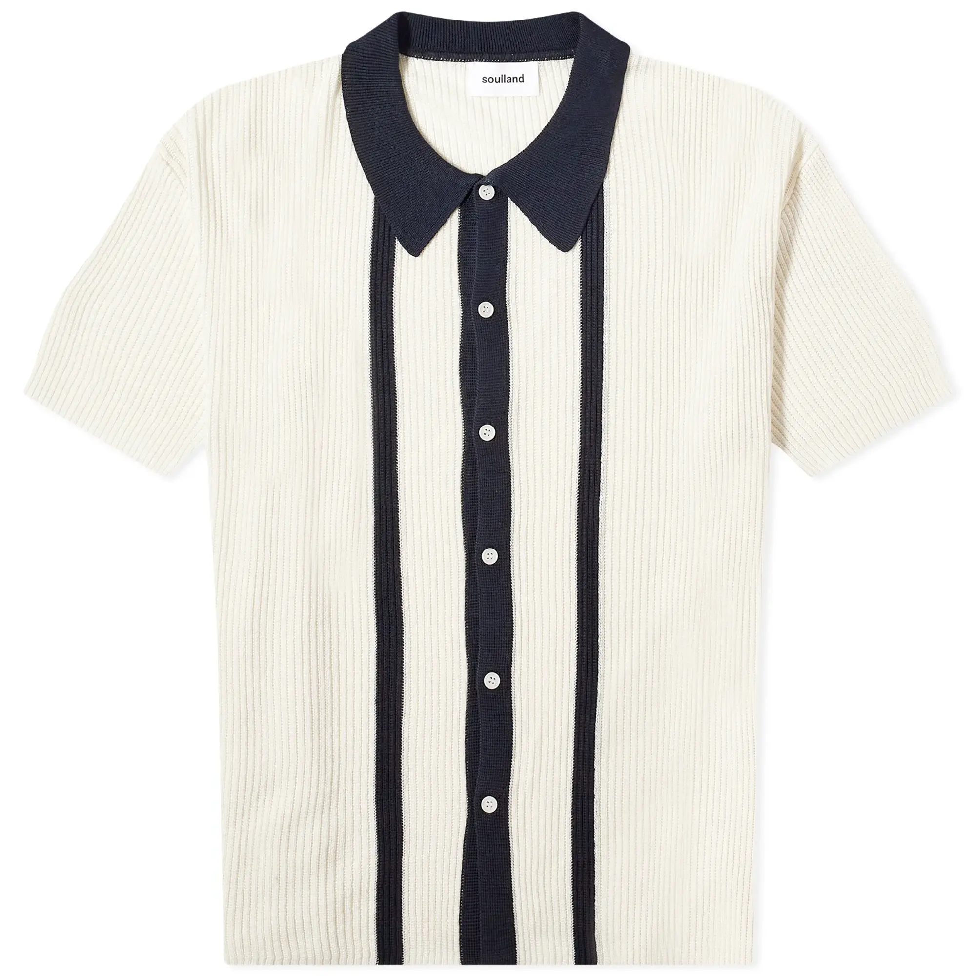 Soulland Men's Ciel Short Sleeve Knitted Polo Off White